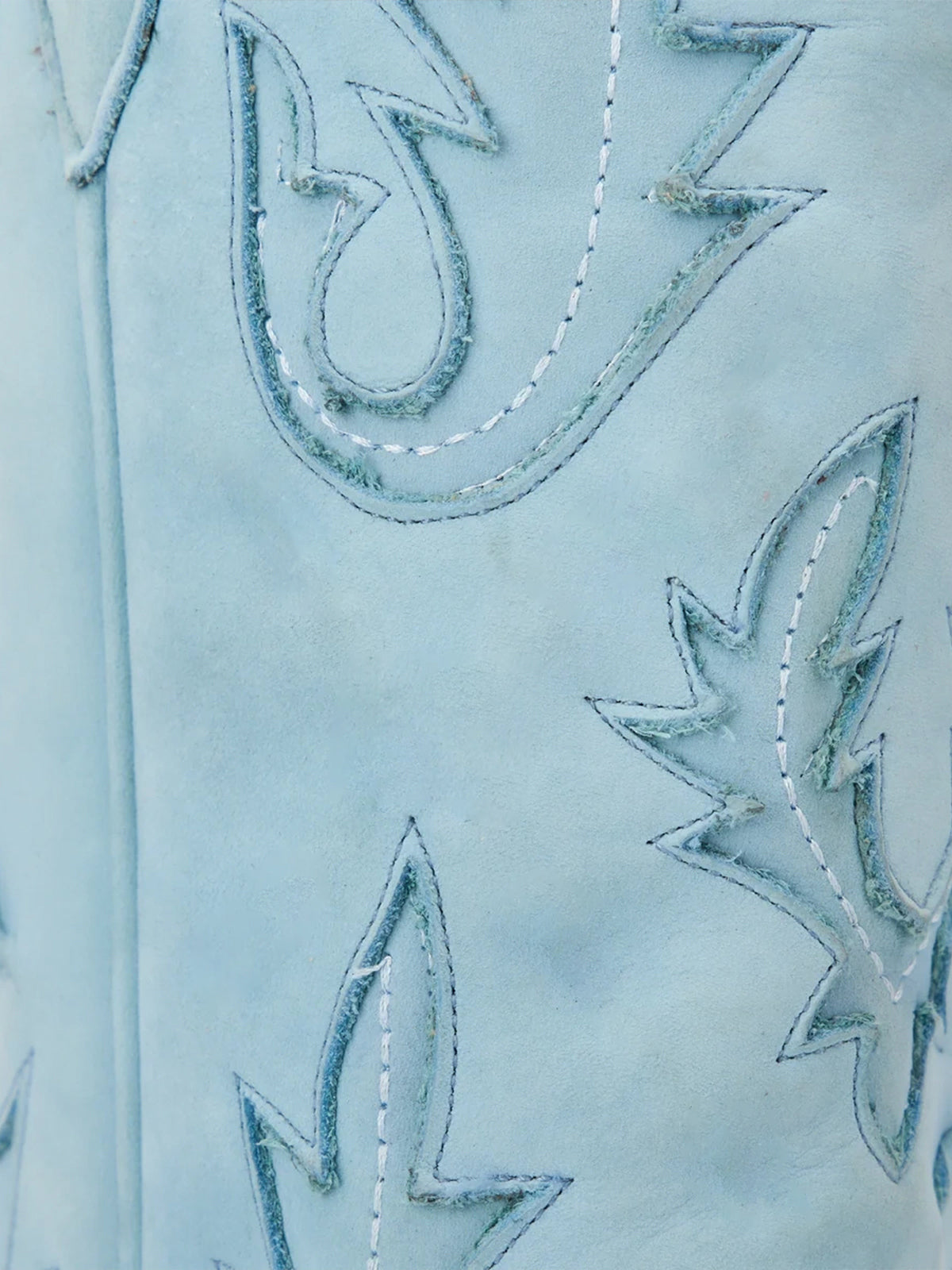 Half-Zip Snip-Toe Embroidery And Inlay Back Lace-Up Knee High Cowgirl Boots - Powder Blue