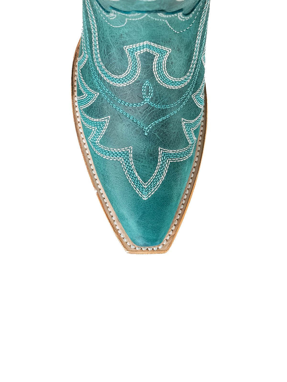 Distressed Turquoise Snip-Toe Classic Embroidery Mid Calf Cowgirl Boots