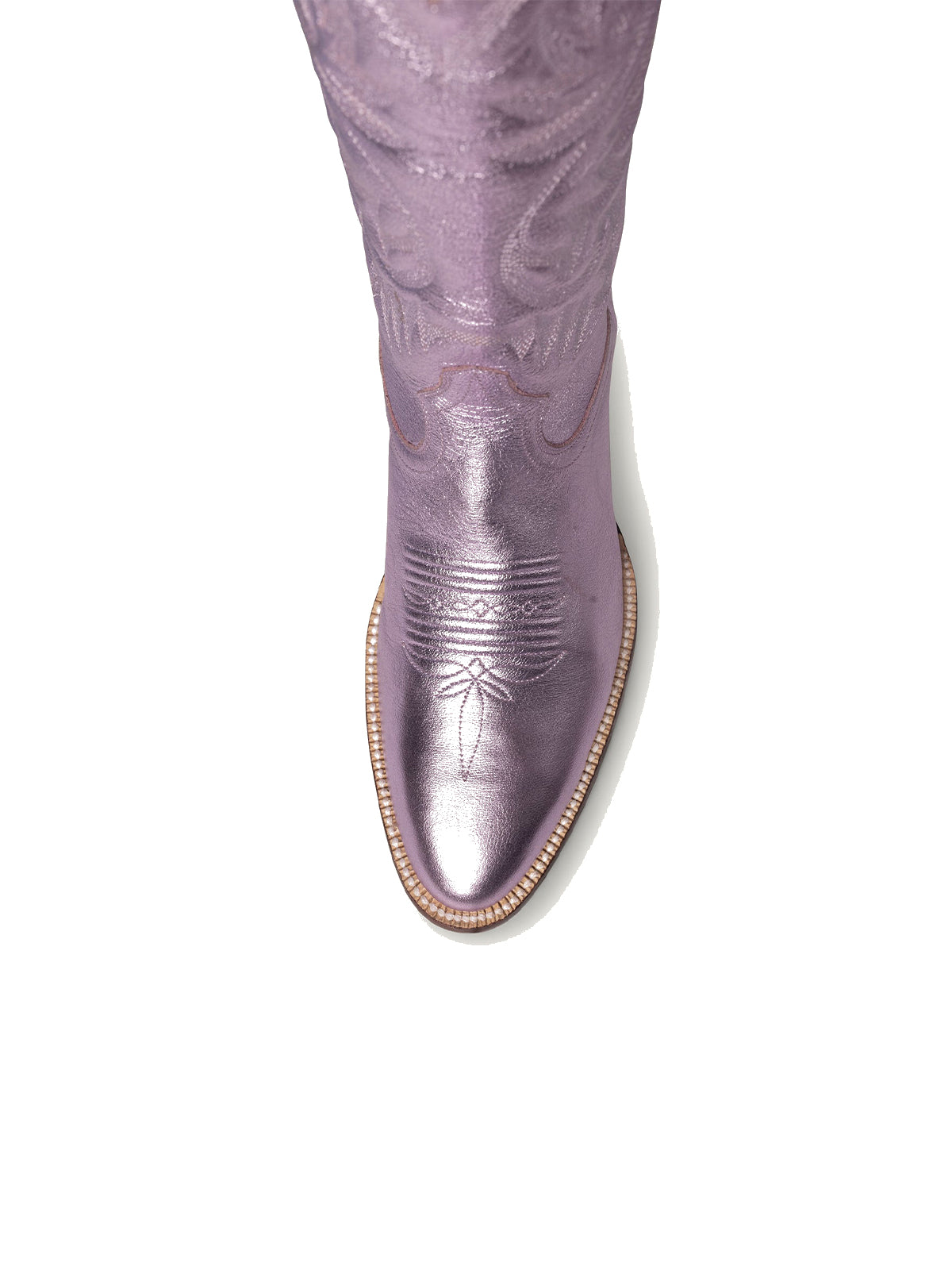 Metallic Pink Round-Toe Chic Hearts Inlay Wide Calf Knee High Cowgirl Boots