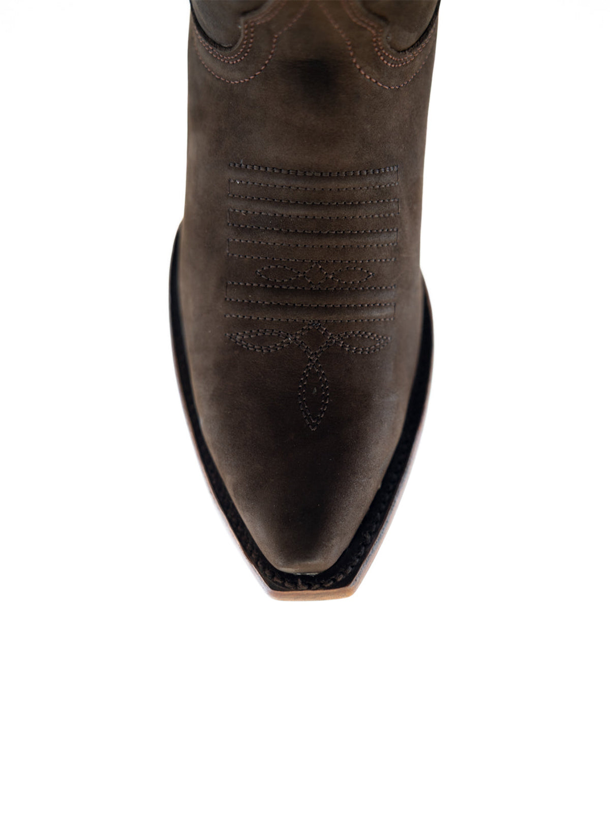 Brown Faux Suede Snip-Toe Chic Inlay Wide Calf Knee High Sleek Cowgirl Boots