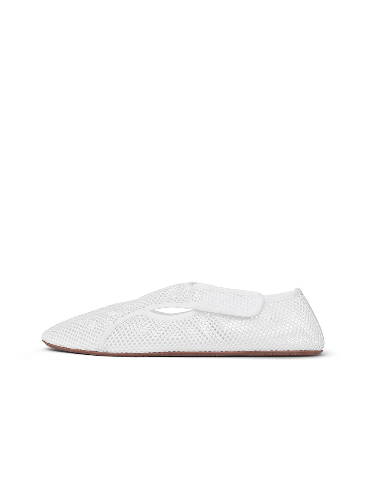 White Mesh Round-Toe Classic Slip-On Ballet Flats