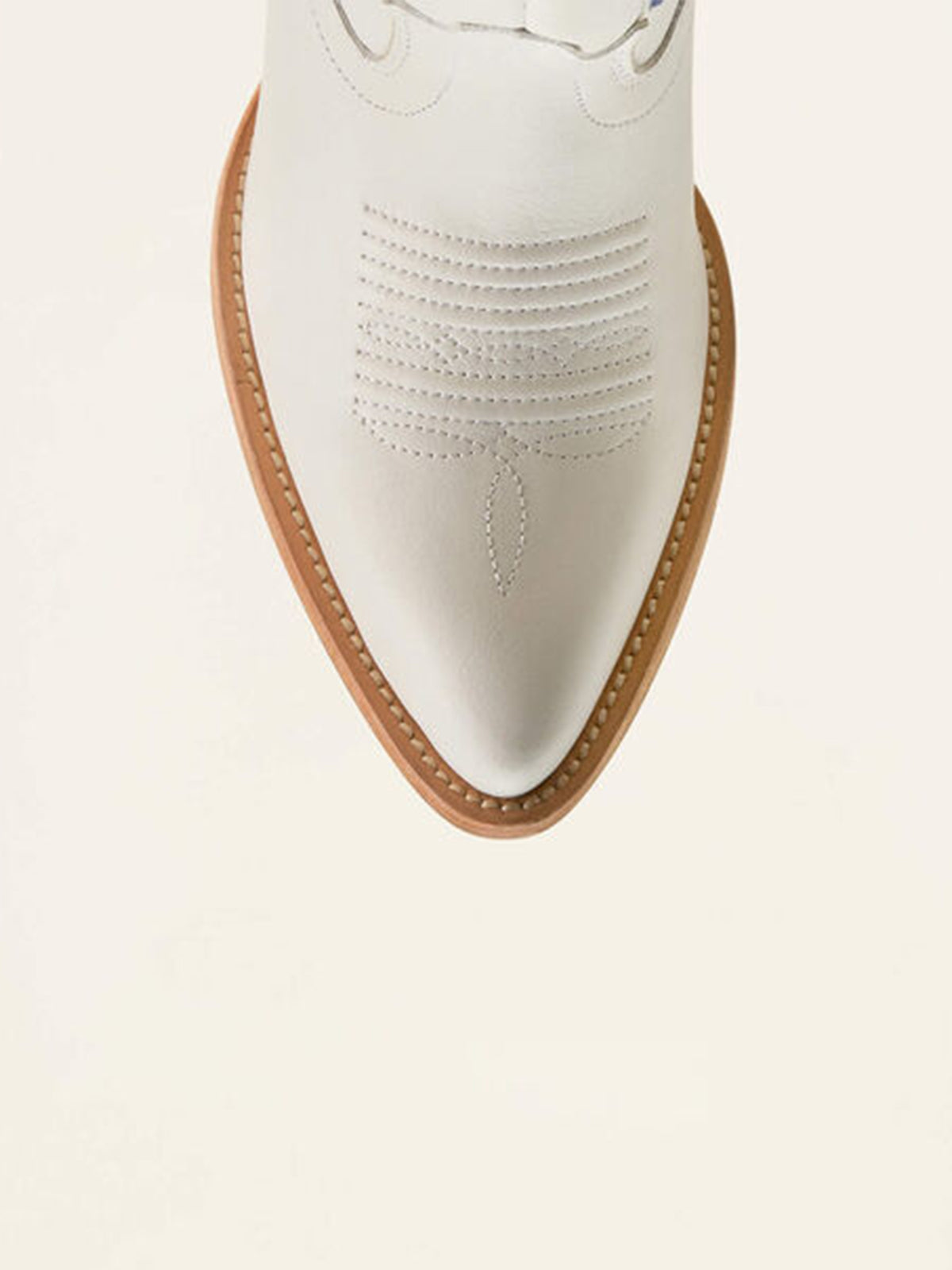 Ivory Almond-Toe Blue Side Big Bow Applique Mid Calf Cowgirl Boots