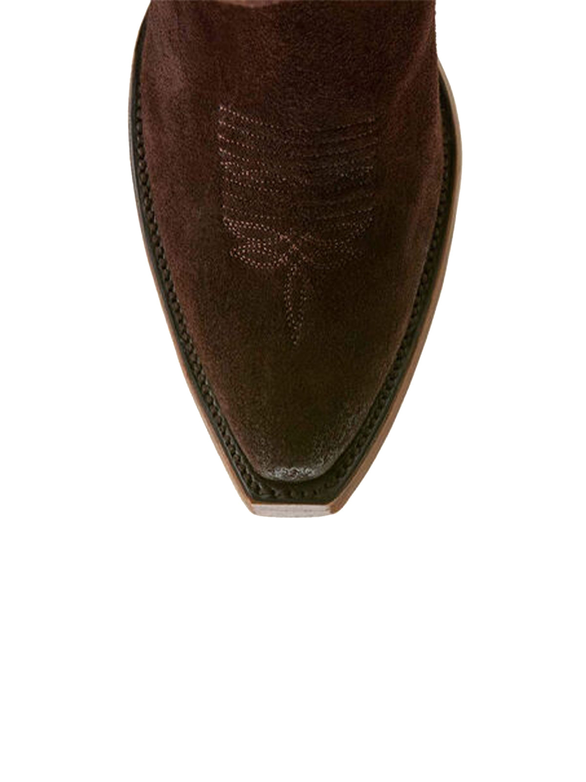 Embroidery Half-Zip Tall Knee High Faux Suede Snip-Toe Cowgirl Boots - Warm Brown