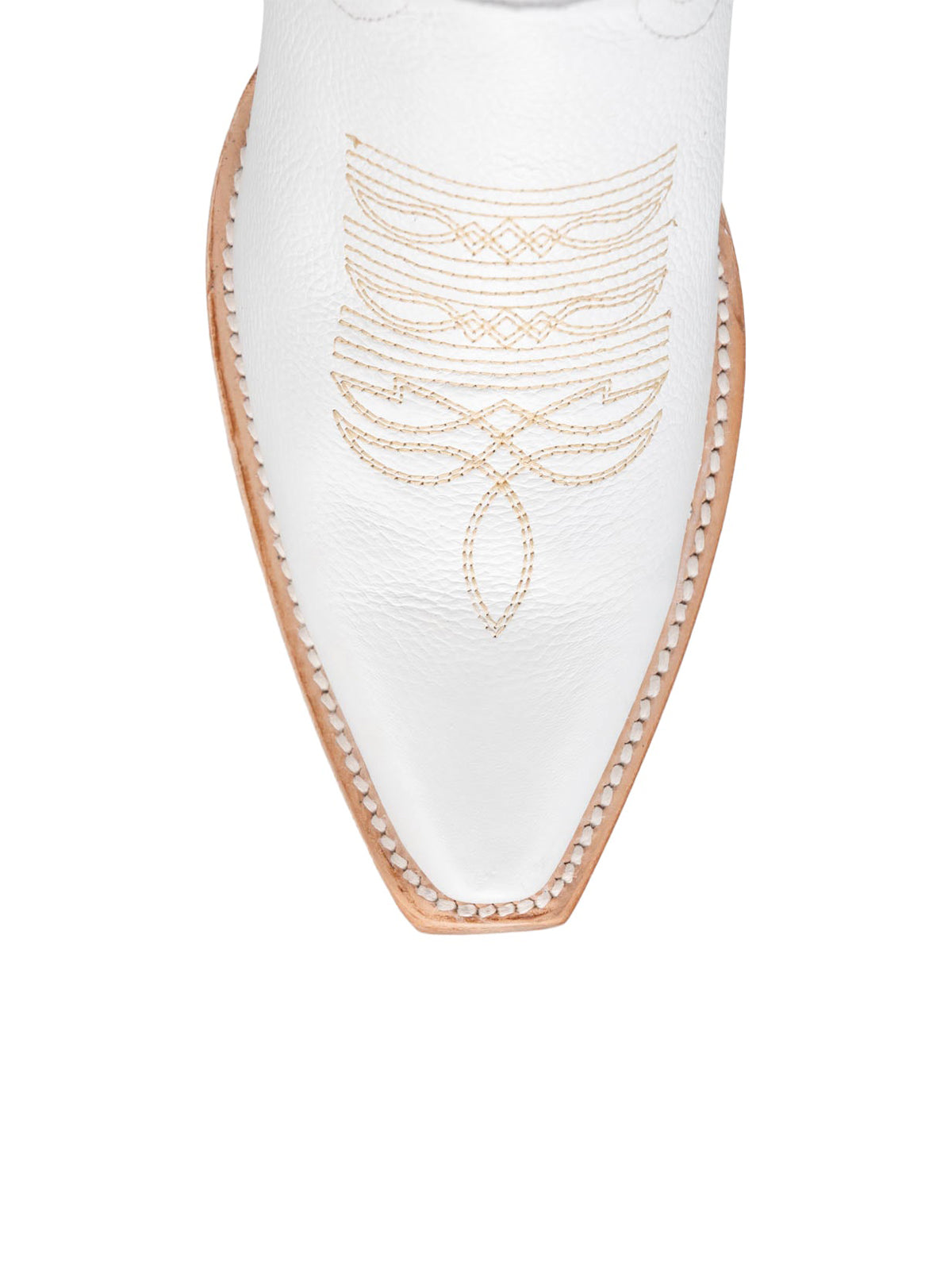 Western Snip-Toe Embroidery Half-Zip Knee High Cowgirl Boots - White