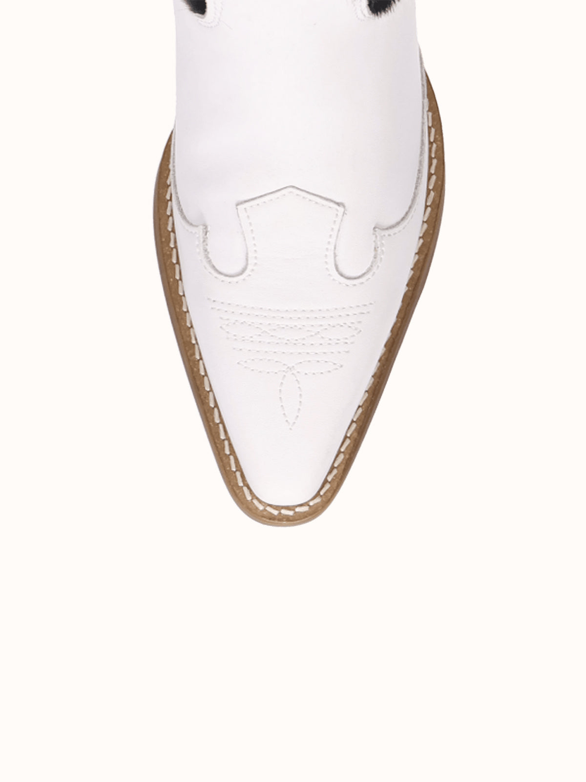 White And Cow Pattern Snip-Toe Sleek Ankle Cowgirl Boots