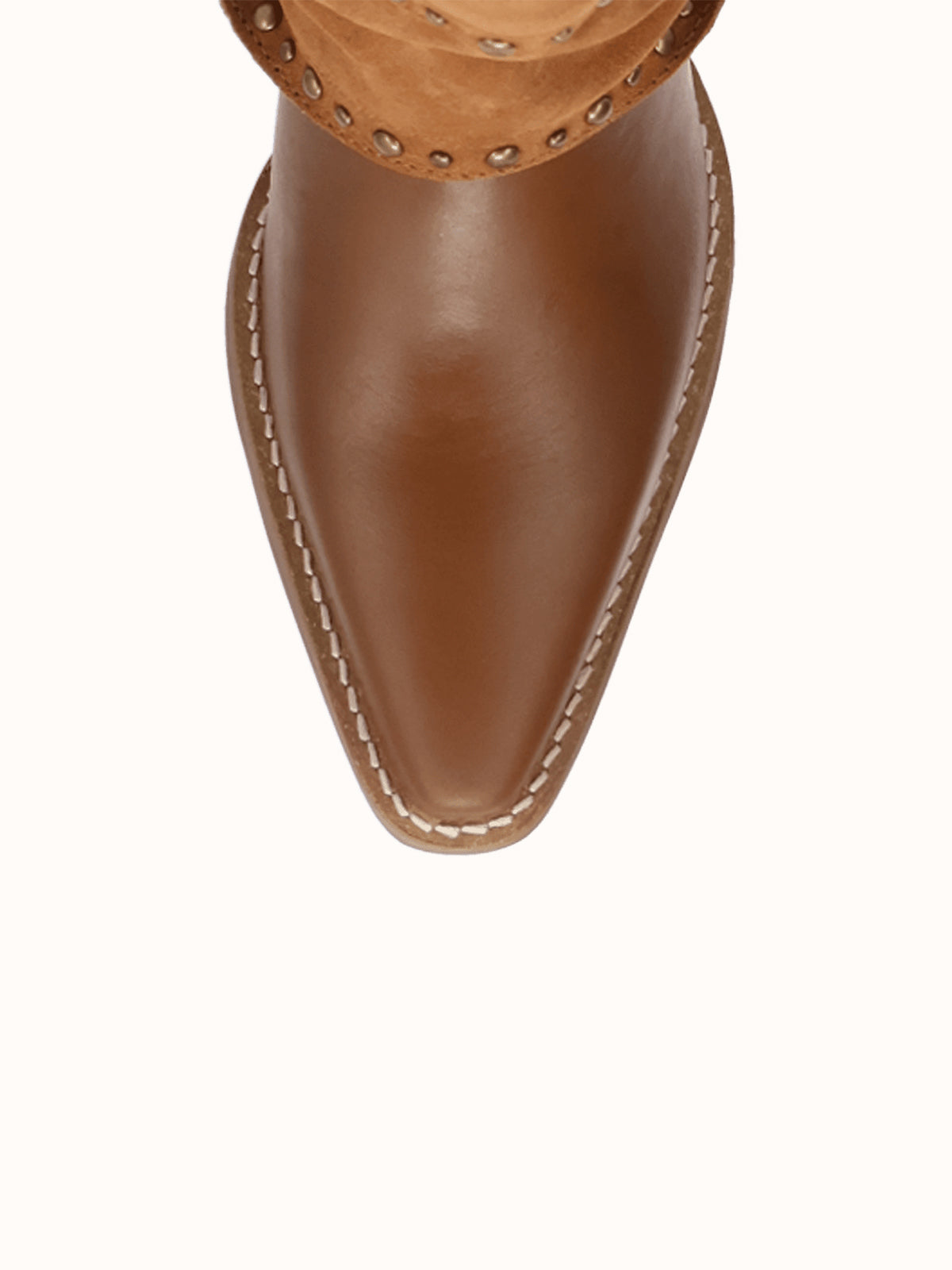 Brown Snip-Toe Faux Suede Fold-Over With Studs Wide Calf Knee High Cowgirl Boots