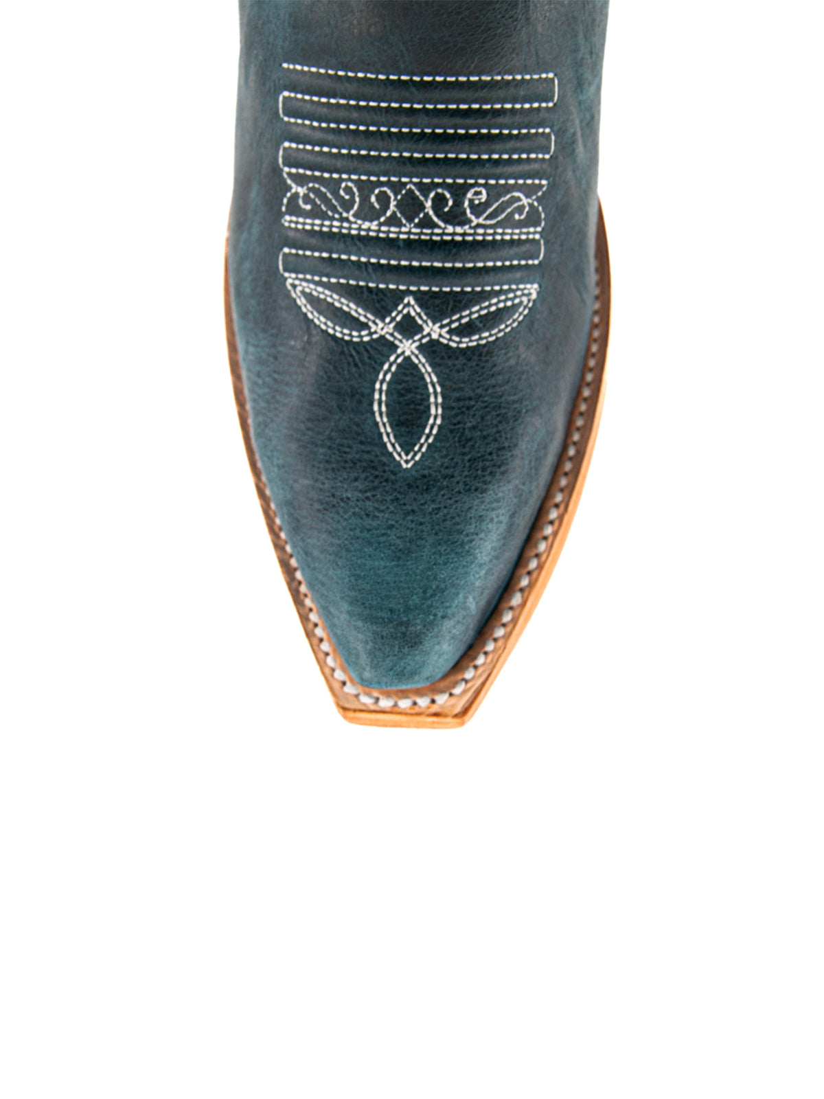 Snip-Toe Sleek Embroidery Wide Calf Knee High Cowgirl Boots For Woman - Navy