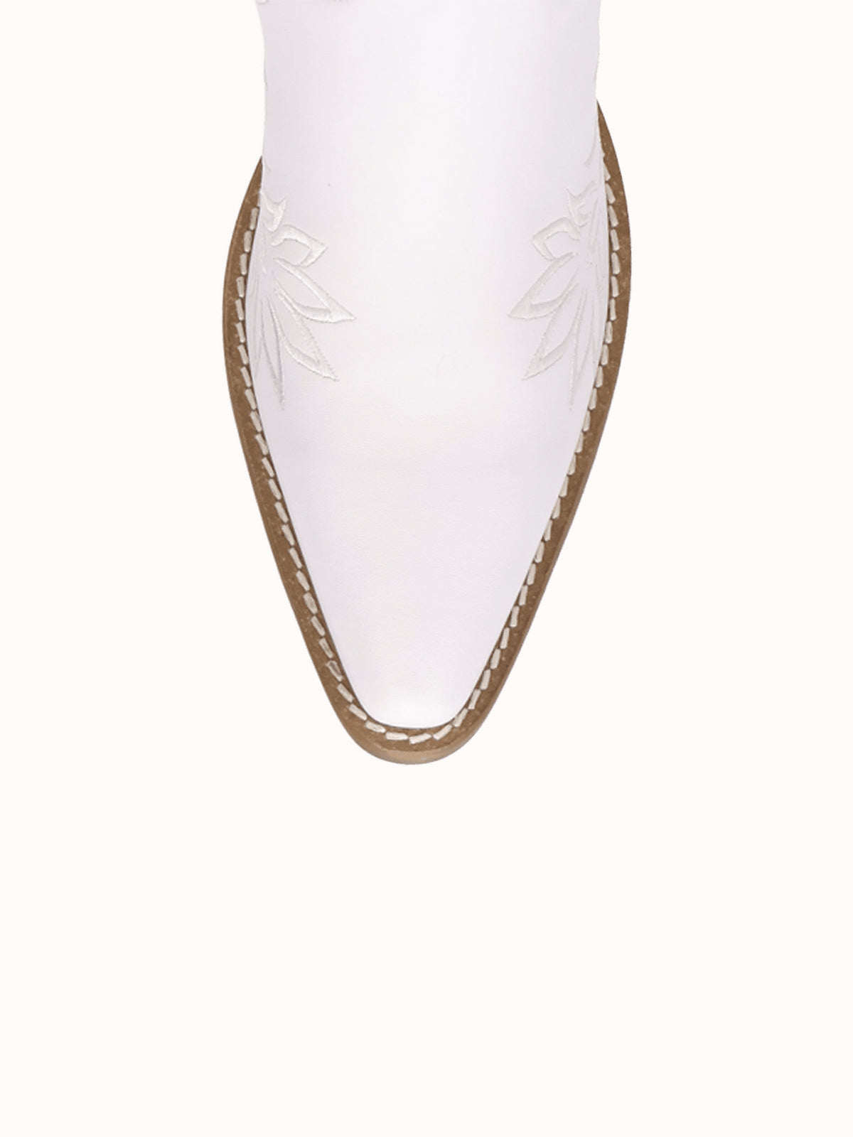White Snip-Toe White Flowers Embroidery Chic Mid Calf Cowgirl Boots