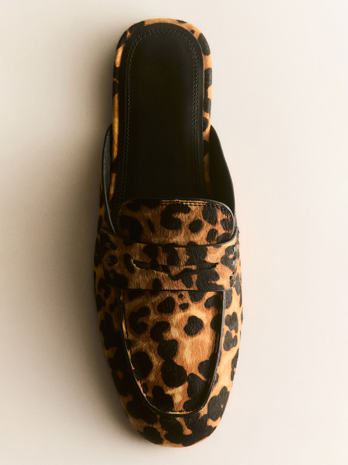 Leopard Print Pony Hair Vegan Leather Square-Toe Chic Loafers Flats
