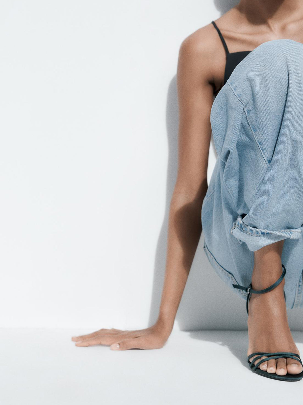 Dark Blue Satin Round-Toe Ankle Buckle Strap High Heels