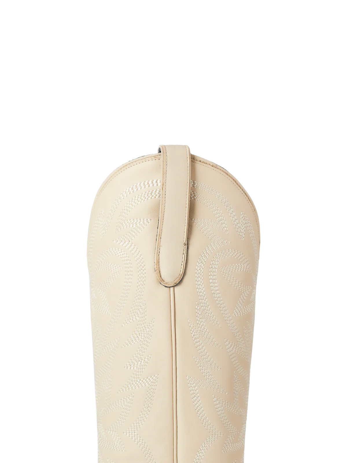 Western Snip-Toe Embroidery Classic Knee High Half-Zip Cowgirl Boots - Bone