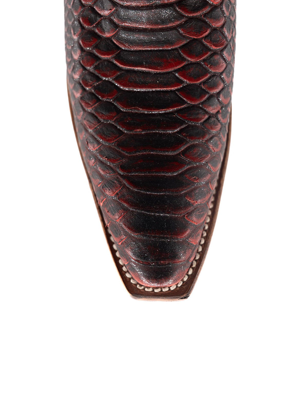 Wine Red Snakeskin Print Snip-Toe Half-Zip Knee High Cowgirl Boots