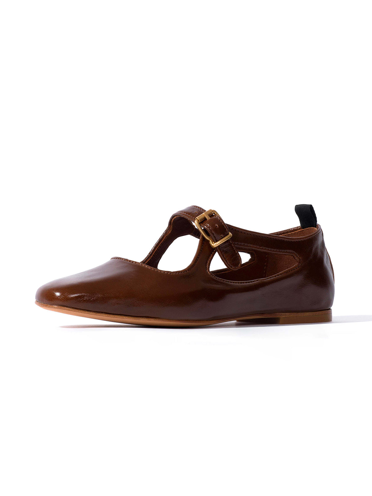 Square-Toe Buckle Strap Chic Flats - Burgundy