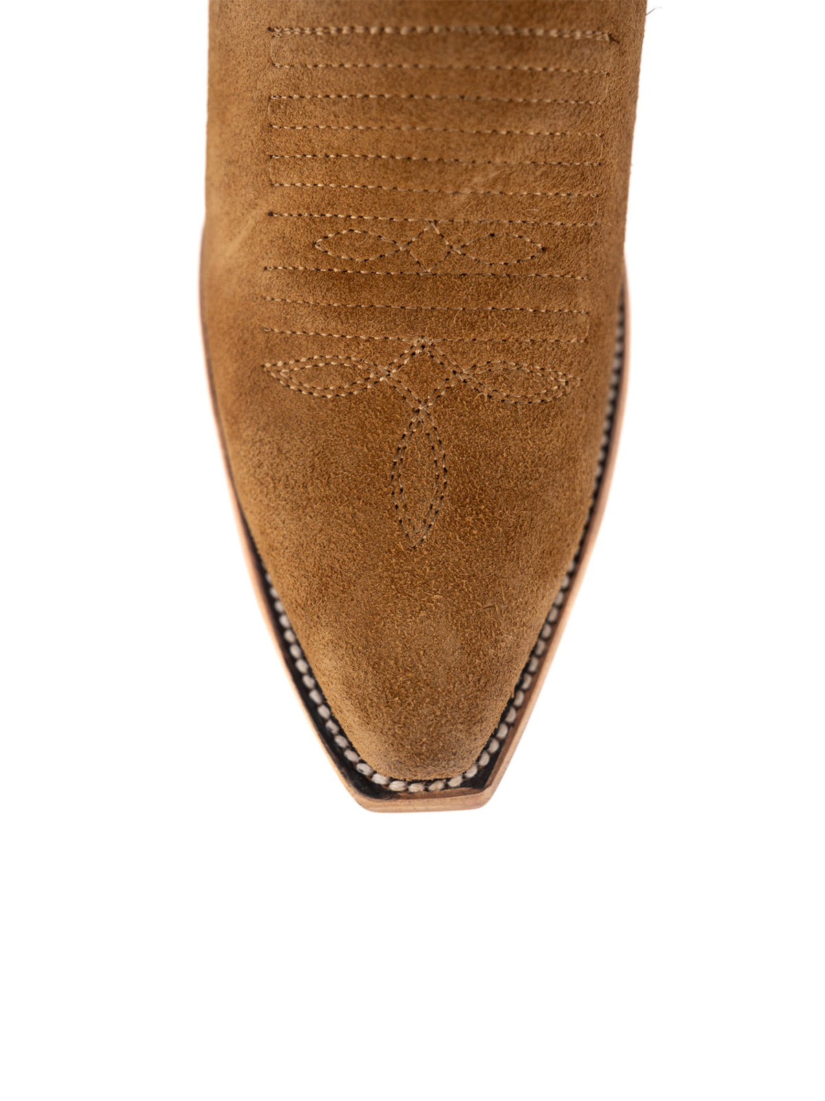 Tan Faux Suede Snip-Toe Chic Inlay Wide Calf Knee High Sleek Cowgirl Boots