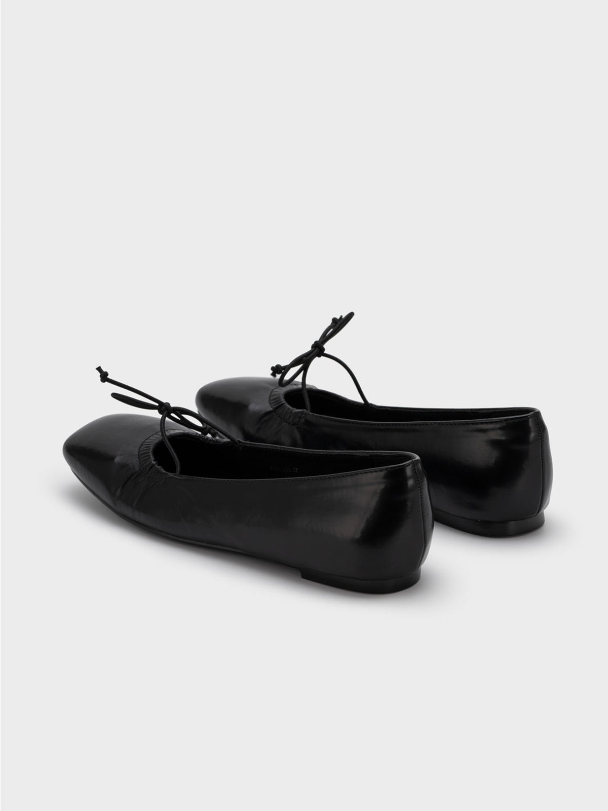 Black Square-Toe Slip-On Flats With Bow