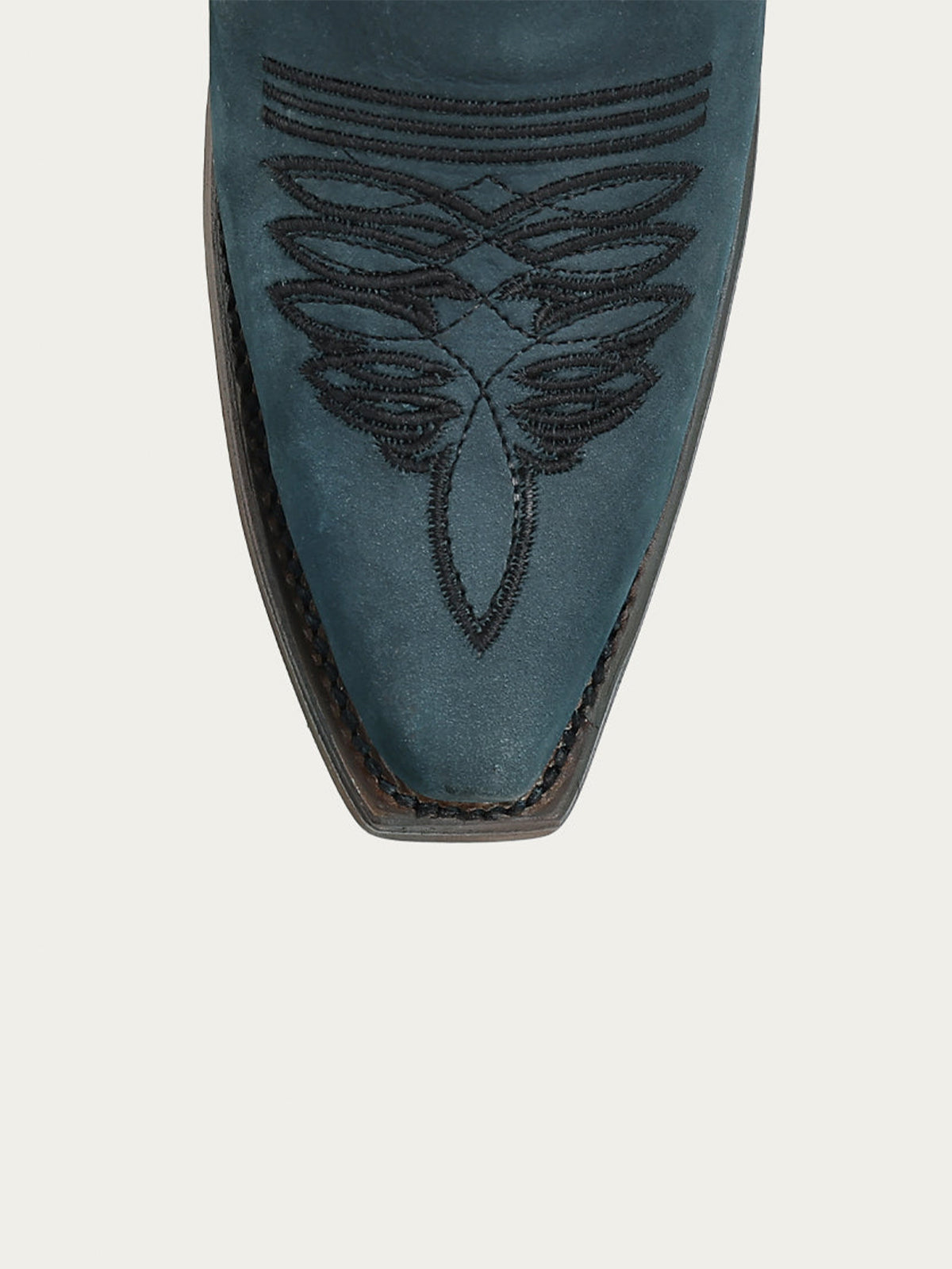 Navy Snip-Toe Inlay And Floral Embroidery Chic Mid Calf Cowgirl Boots
