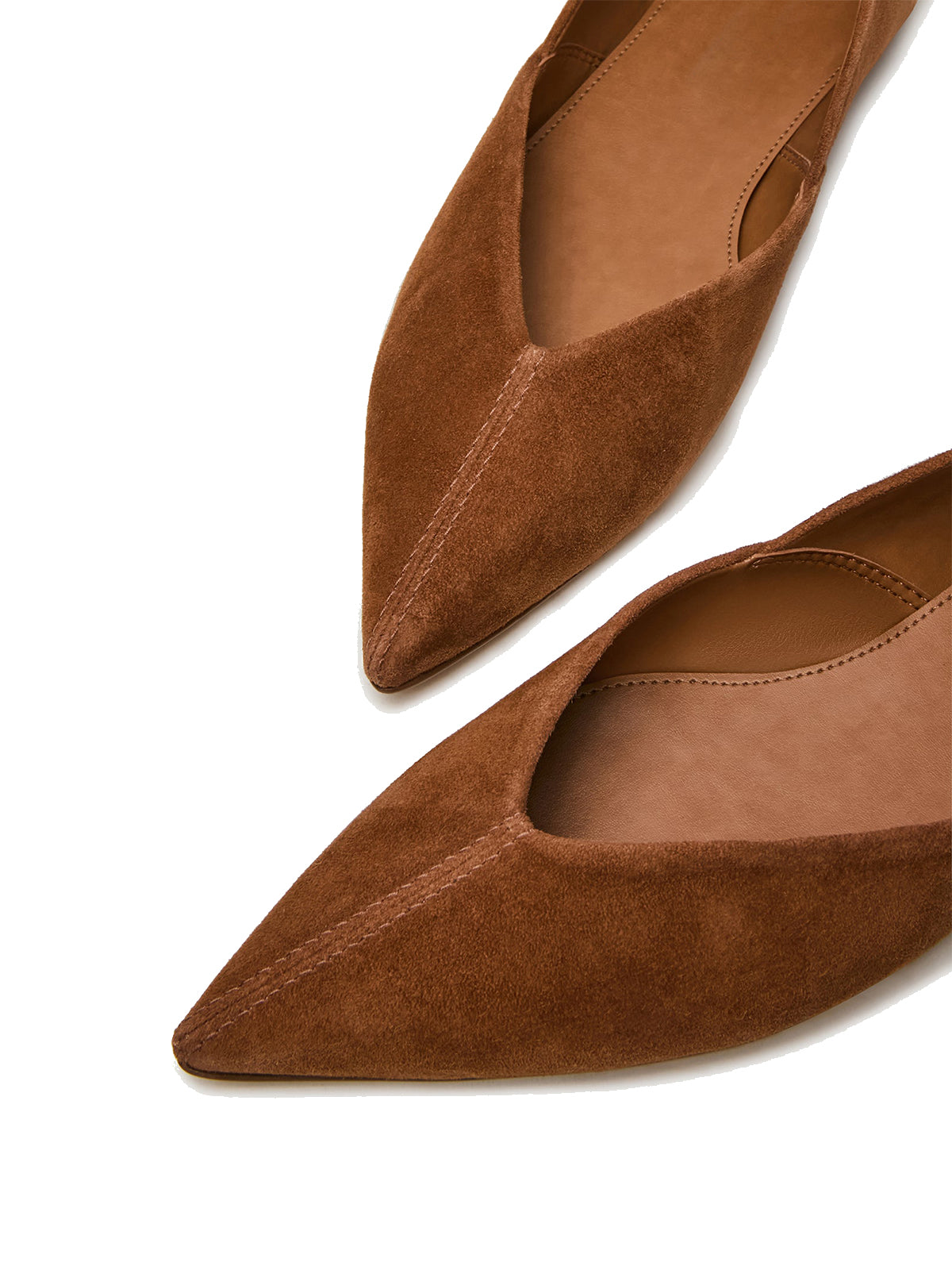 Brown Faux Suede Pointed-Toe Slip-On Simple Chic Flats