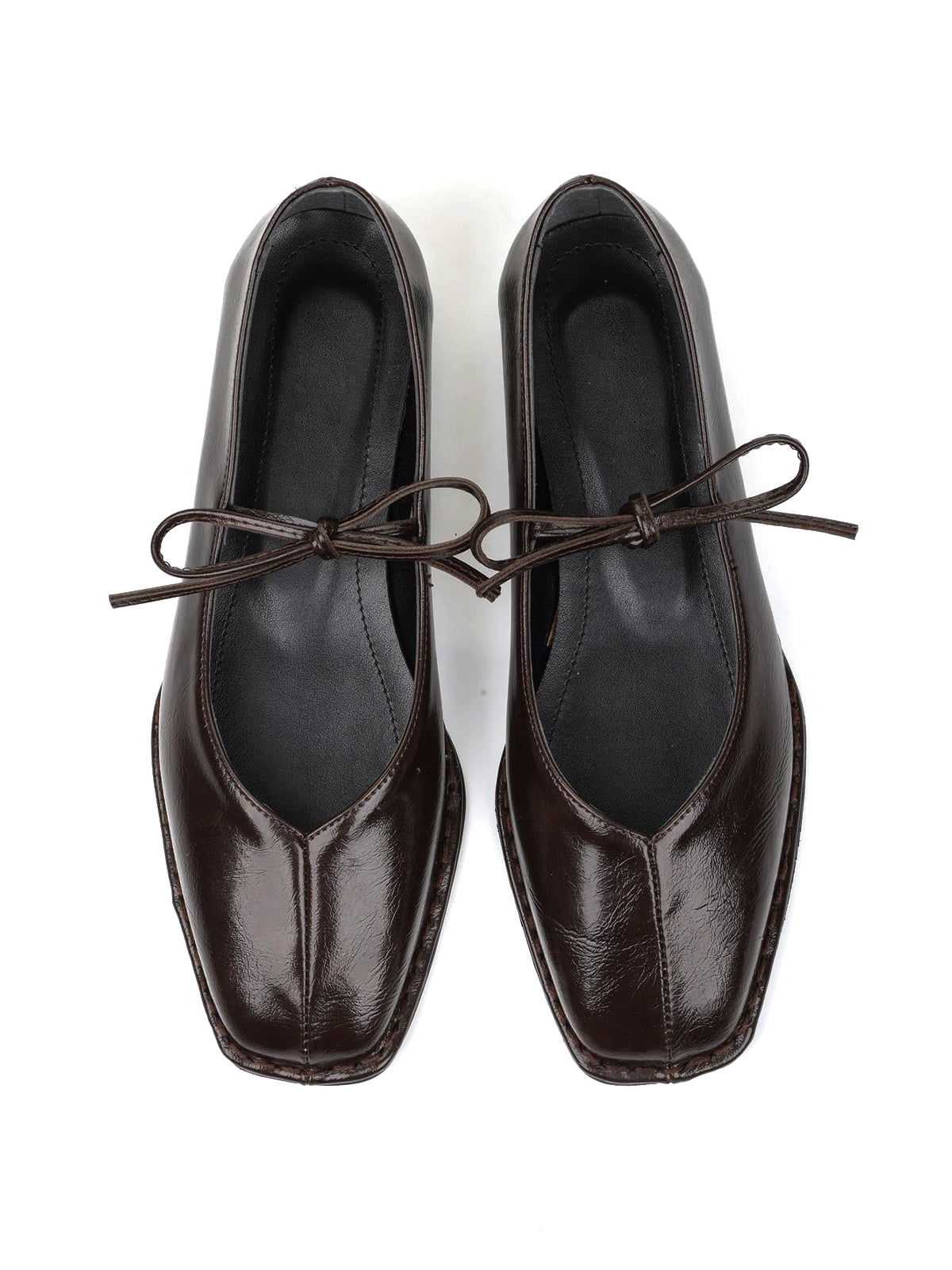 Burgundy Square-Toe Classic Bridge Strap Slip-On Stylish Flats