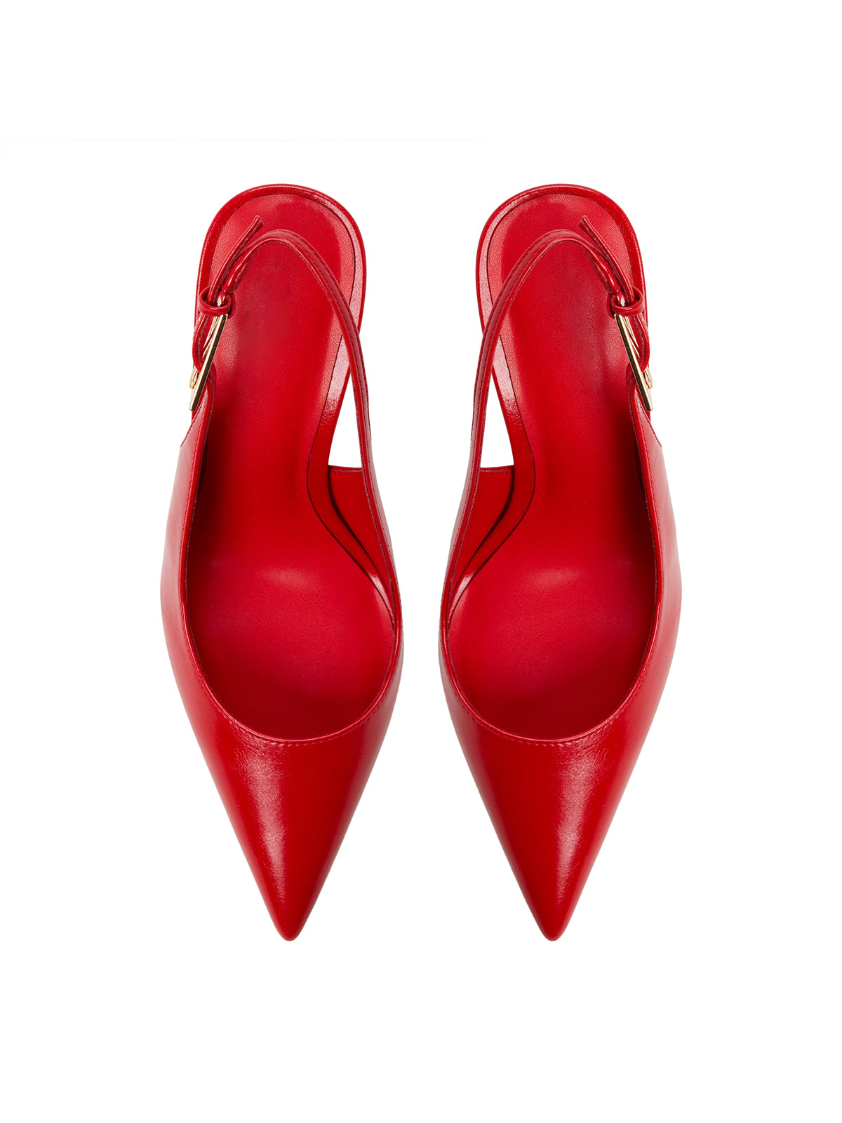 Red Pointed-Toe Classic Kitten Heels With Slingback