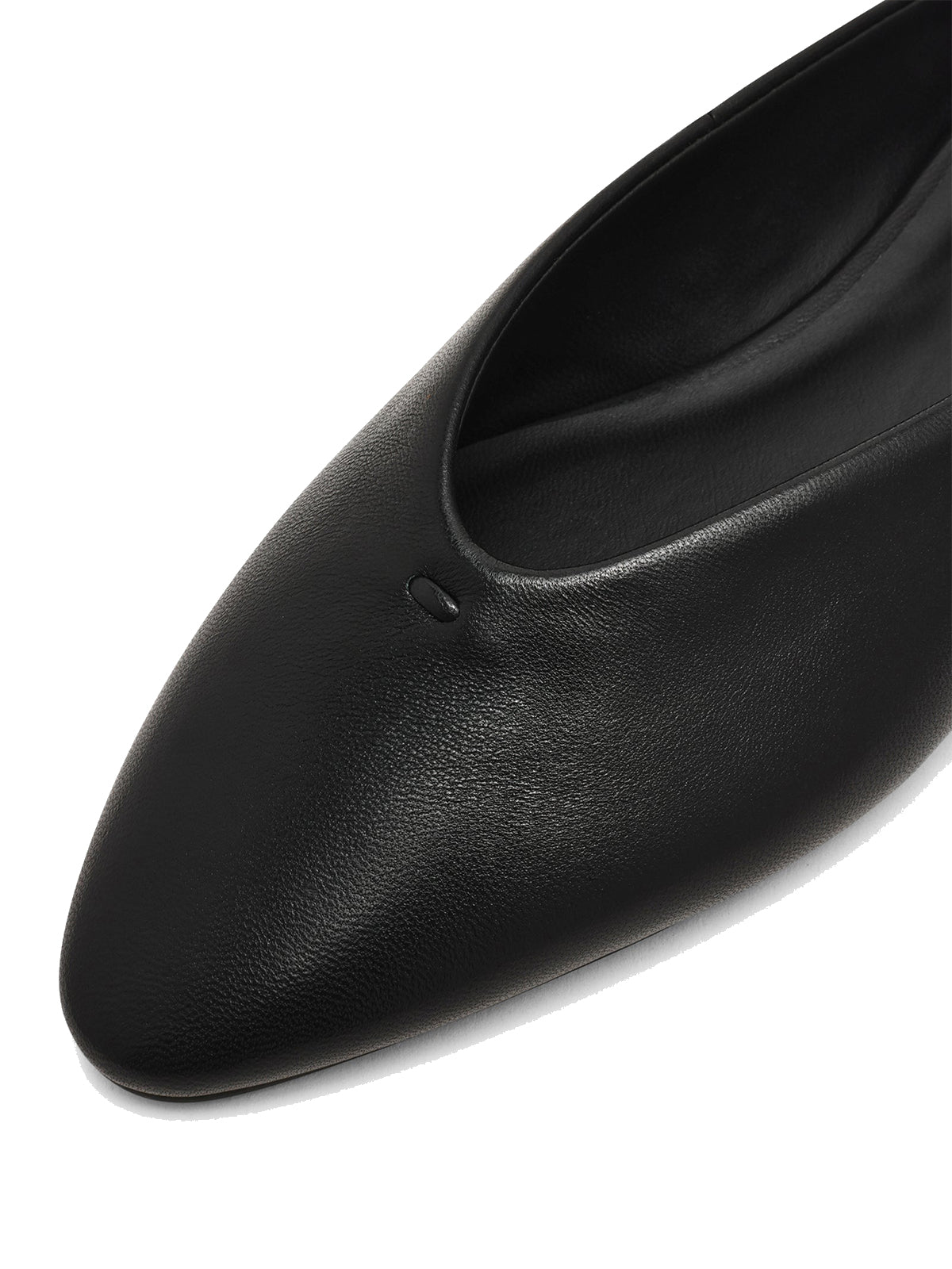 Black Almond-Toe Slip-On Simple Backless Flats
