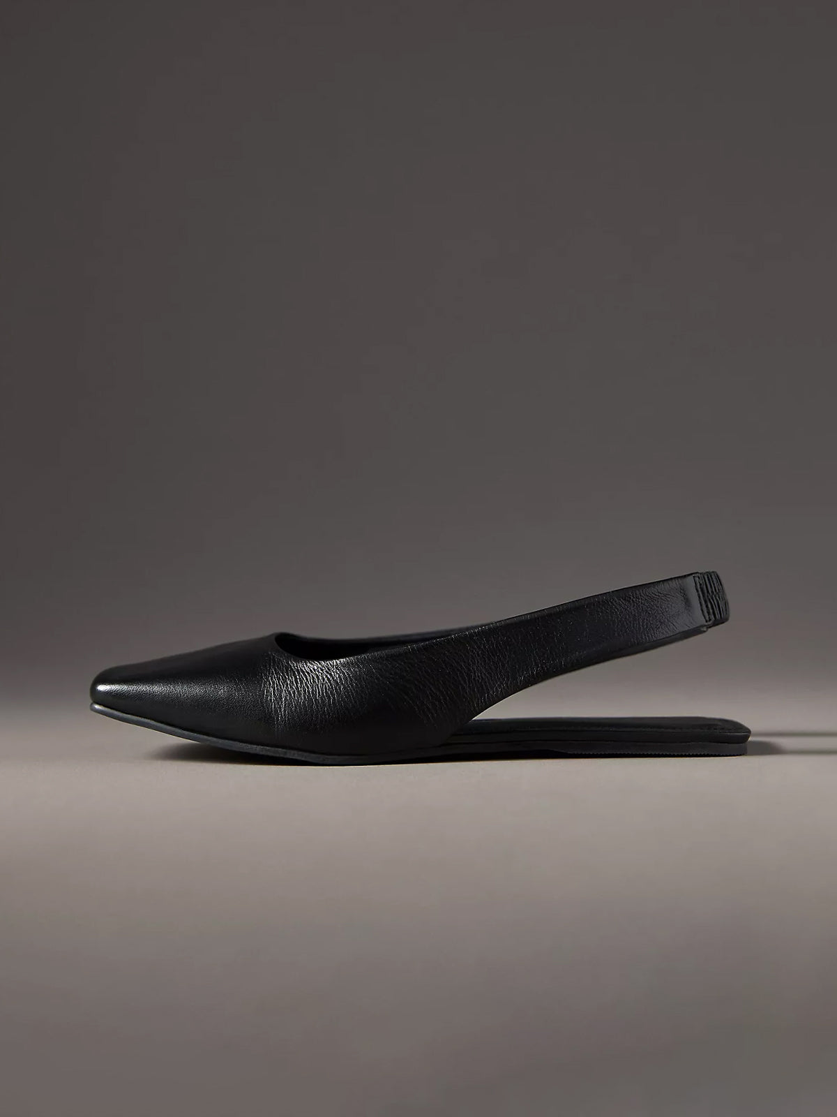 Black Square-Toe Slingback Simple Flats
