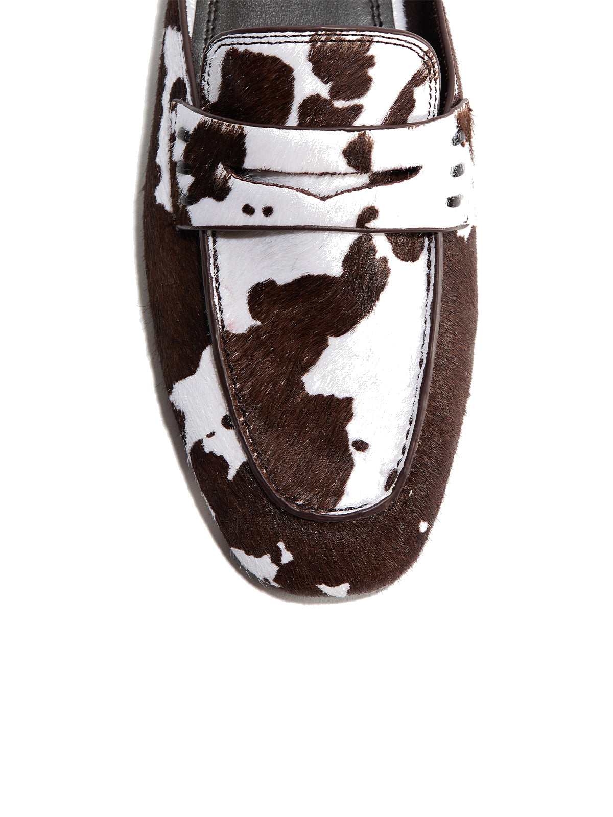 Cow Print Pony Hair Vegan Leather Square-Toe Chic Loafers Flats