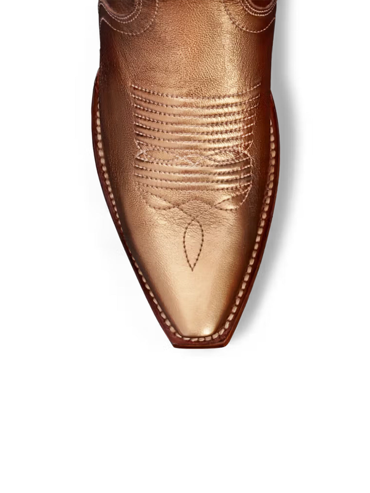 Metallic Copper Snip-Toe Embroidery Wide Calf Knee High Cowgirl Boots