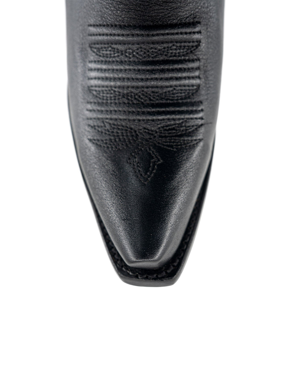 Western Snip-Toe Embroidery Half-Zip Mid Calf Cowgirl Boots - Black