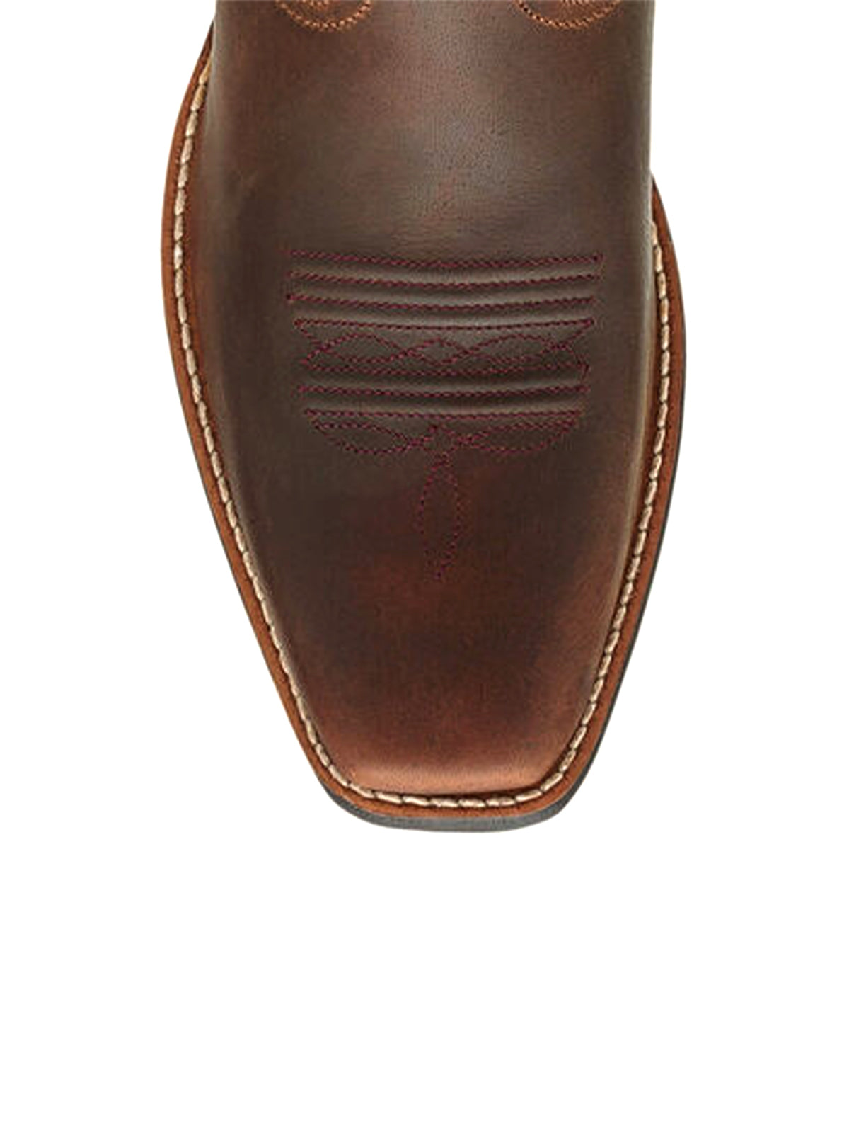 Burgundy Square-Toe Stitching Western Mid Calf Cowgirl Boot