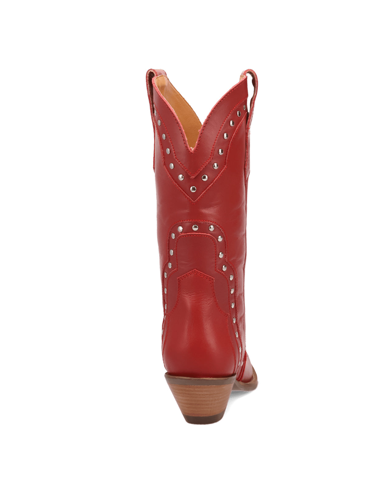 Studded Snip-Toe Classic Mid Calf Cowgirl Boots - Red