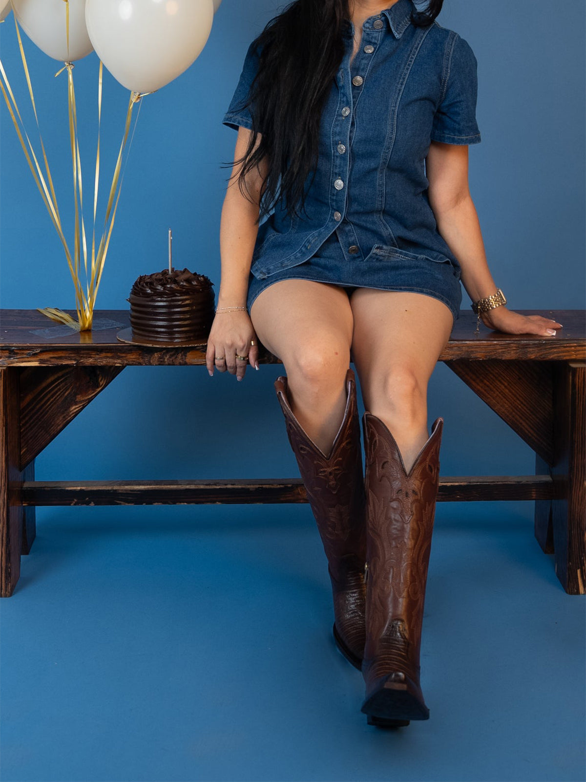 Brown Contrast Vegan Leather And Lizard-Embossed Vegan Leather Snip-Toe Embroidery Half-Zip Knee High Cowgirl Boots