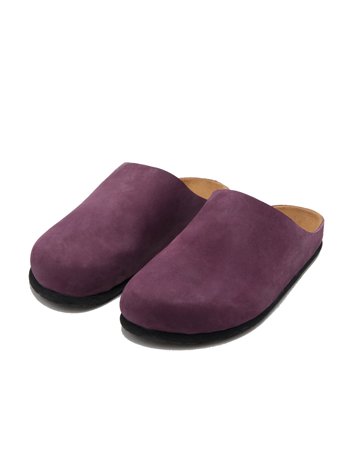 Lilac Faux Suede Round-Toe Simple Slip-On Mules Flats