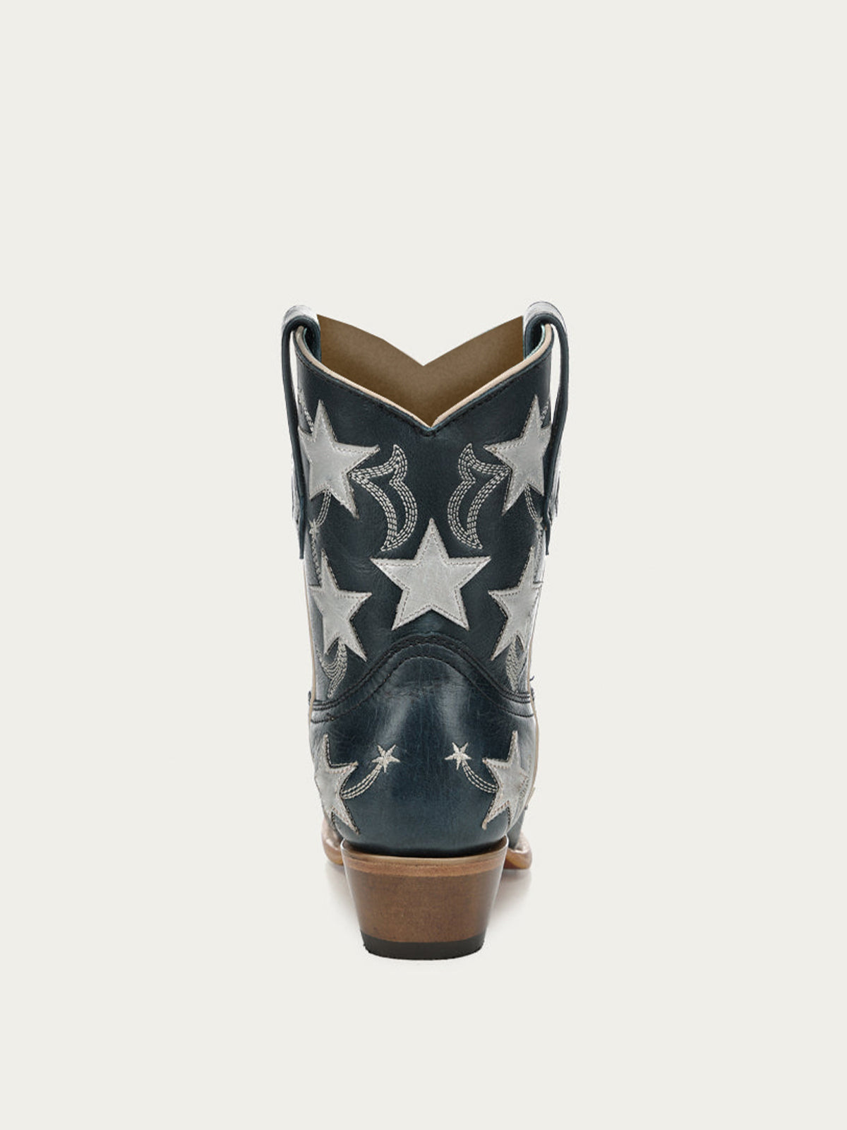Navy Snip-Toe Star Inlay With Embroidery Ankle Cowgirl Boots