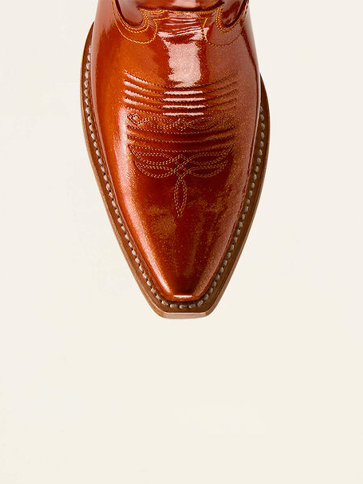 Patent Burnt Orange Snip-Toe Simple Sleek Half-Zip Knee High Cowgirl Boots