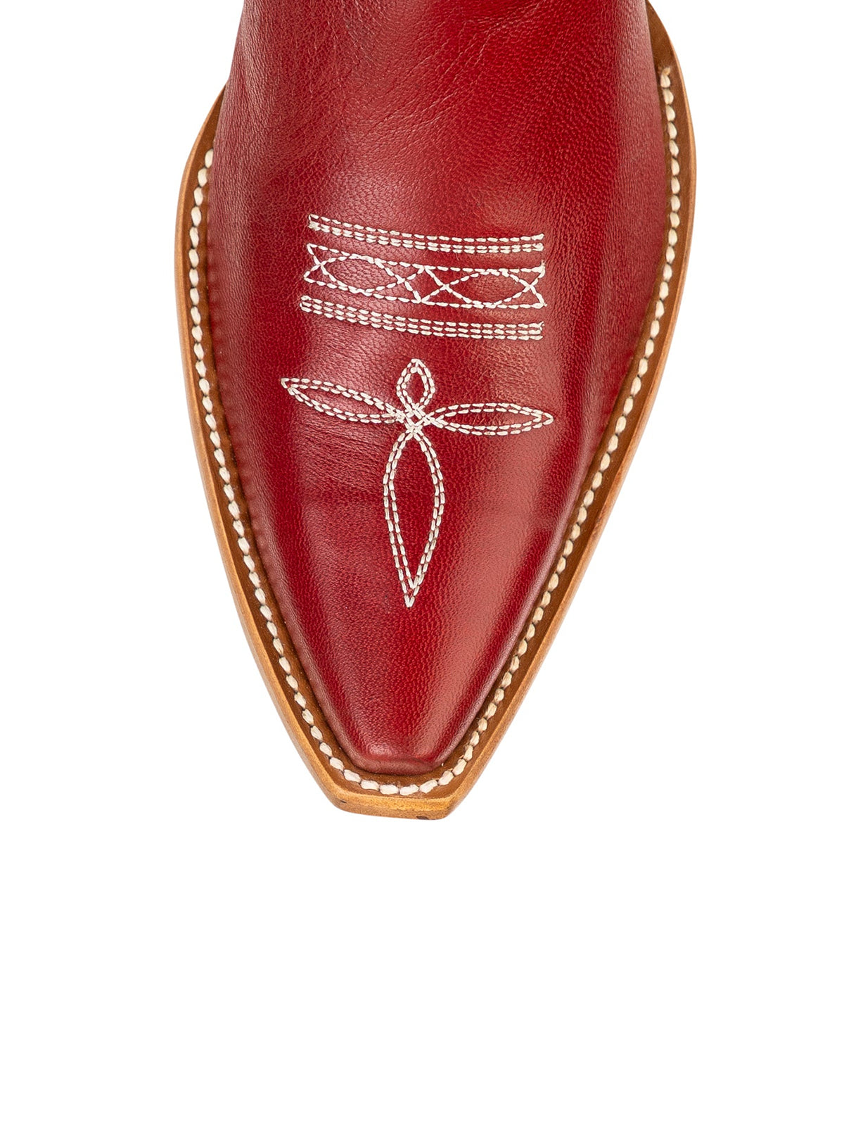 Snip-Toe Chic Embroidery And Side Studs Ankle Cowgirl Boots - Red