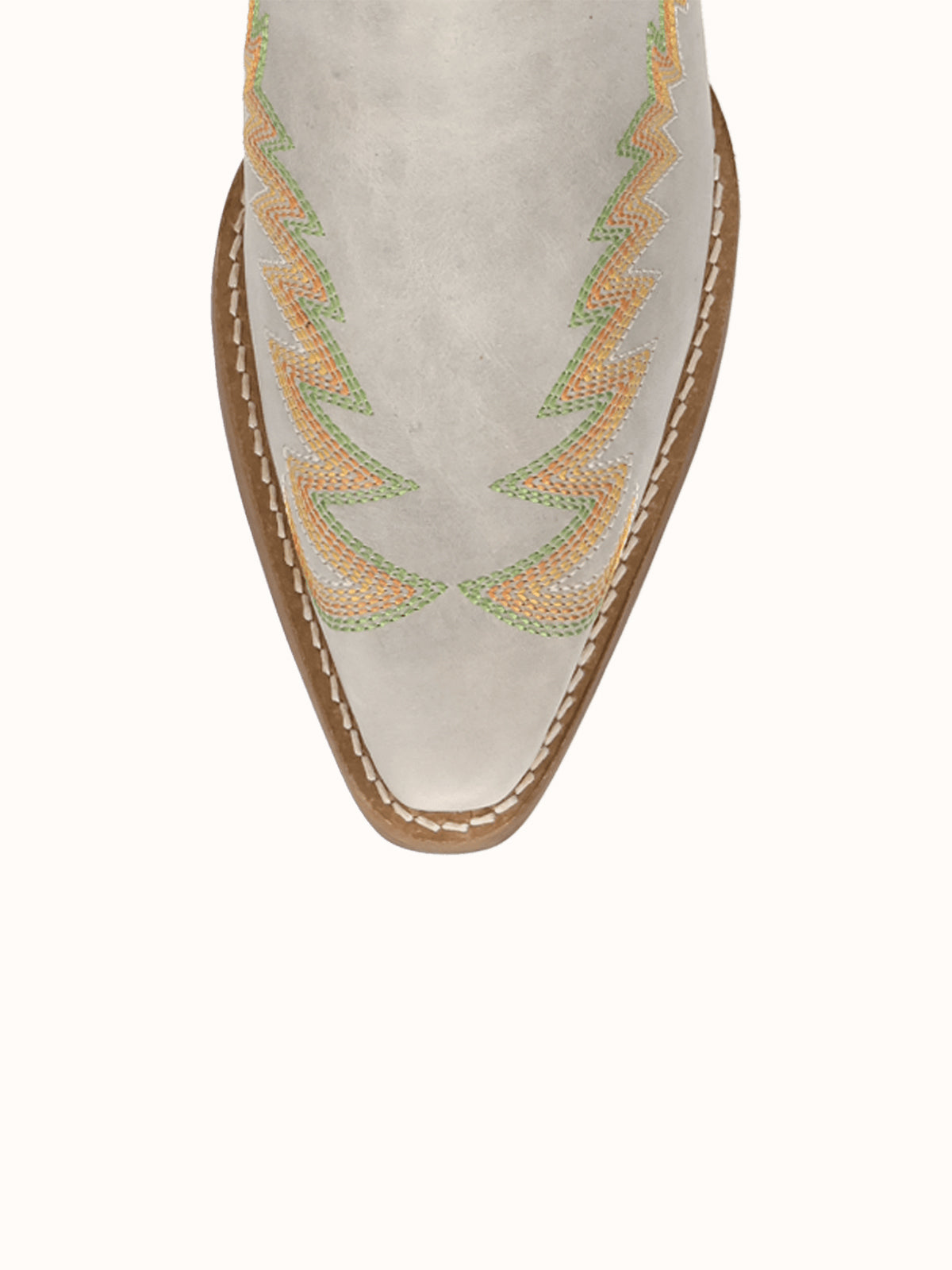 Bone Snip-Toe Chic Flame Embroidery Sleek Ankle Cowgirl Boots