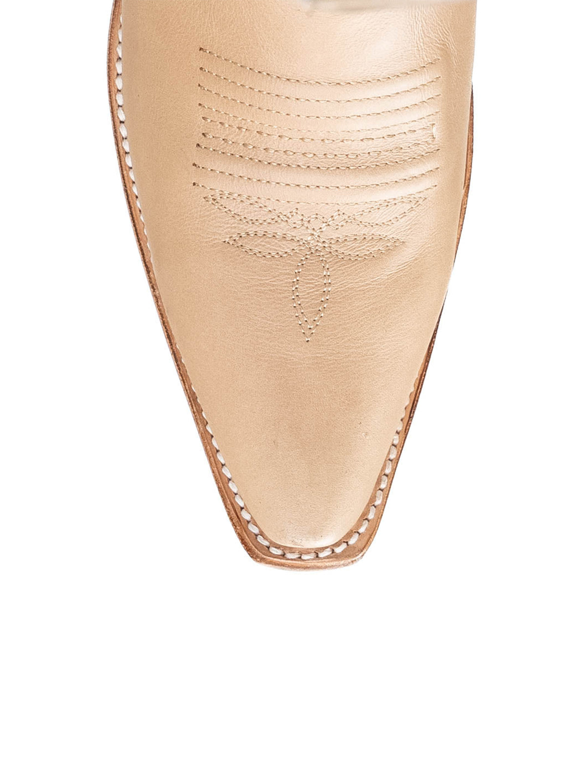 Snip-Toe Sleek Embroidery Half-Zip Knee High Cowgirl Boots For Woman - Beige