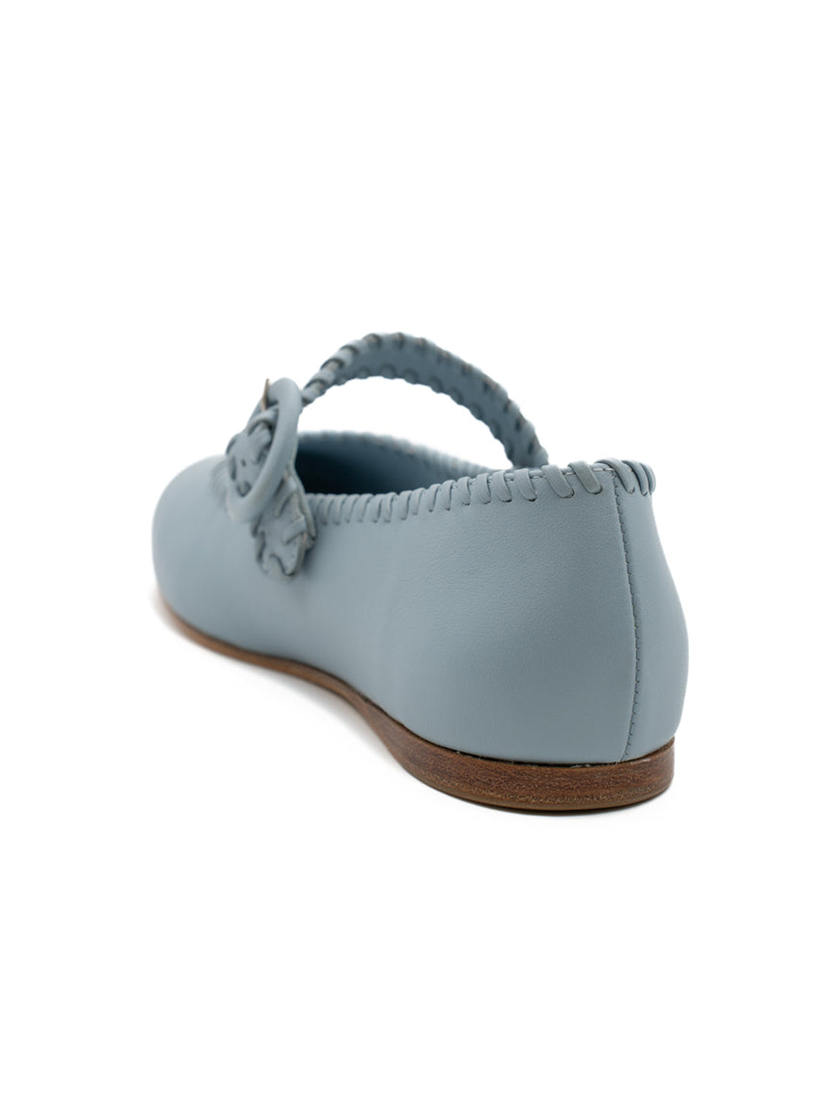 Sky Blue Square-Toe Chic Buckle Mary Jane Classic Flats