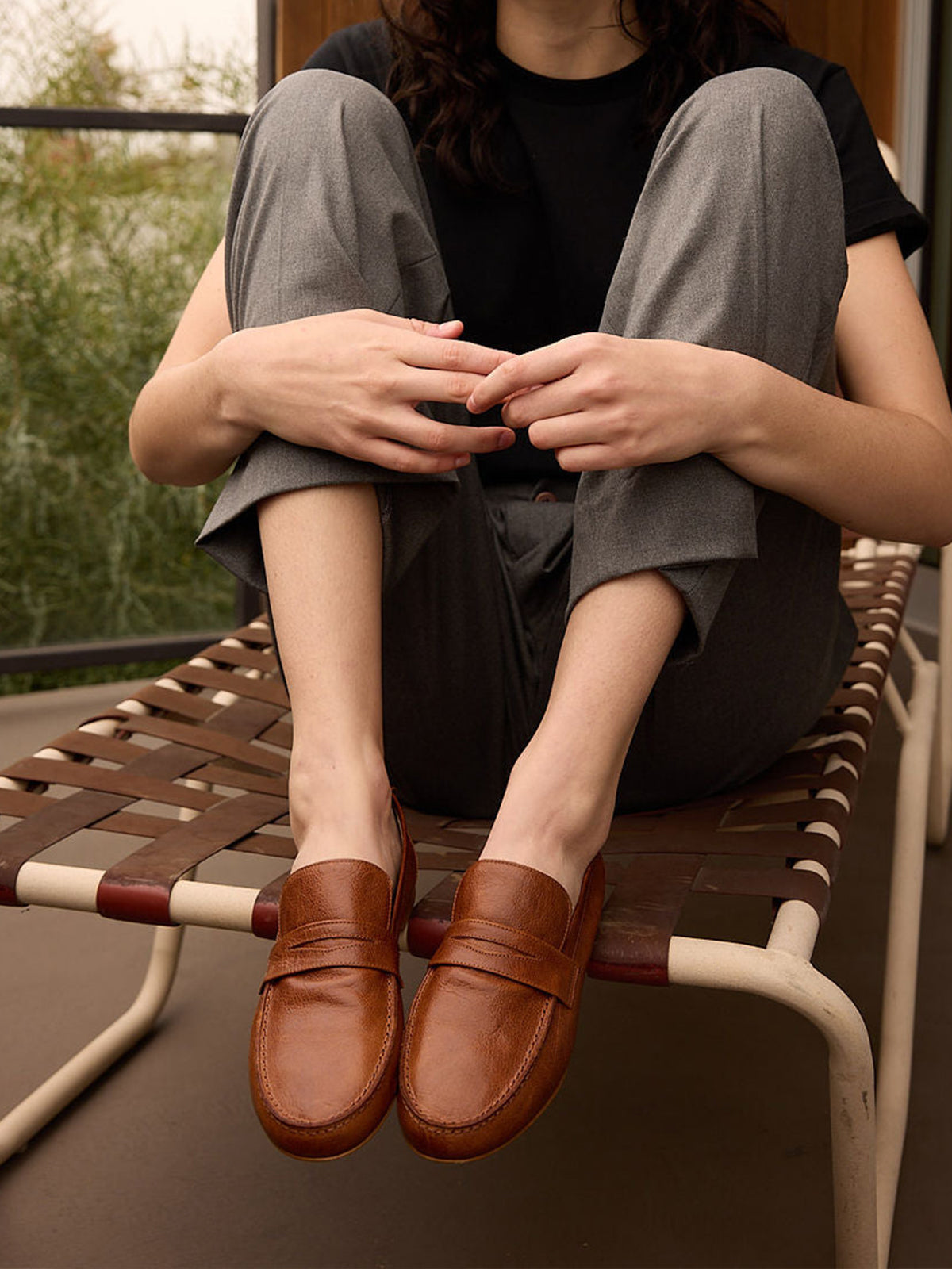 Round-Toe Slip-On Chic Loafers Flats - Caramel