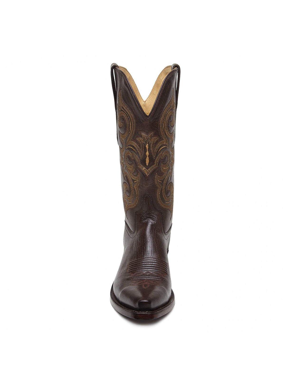 Chocolate Snip-Toe Exquisite Embroidery Cowgirl Mid Calf Western Boots
