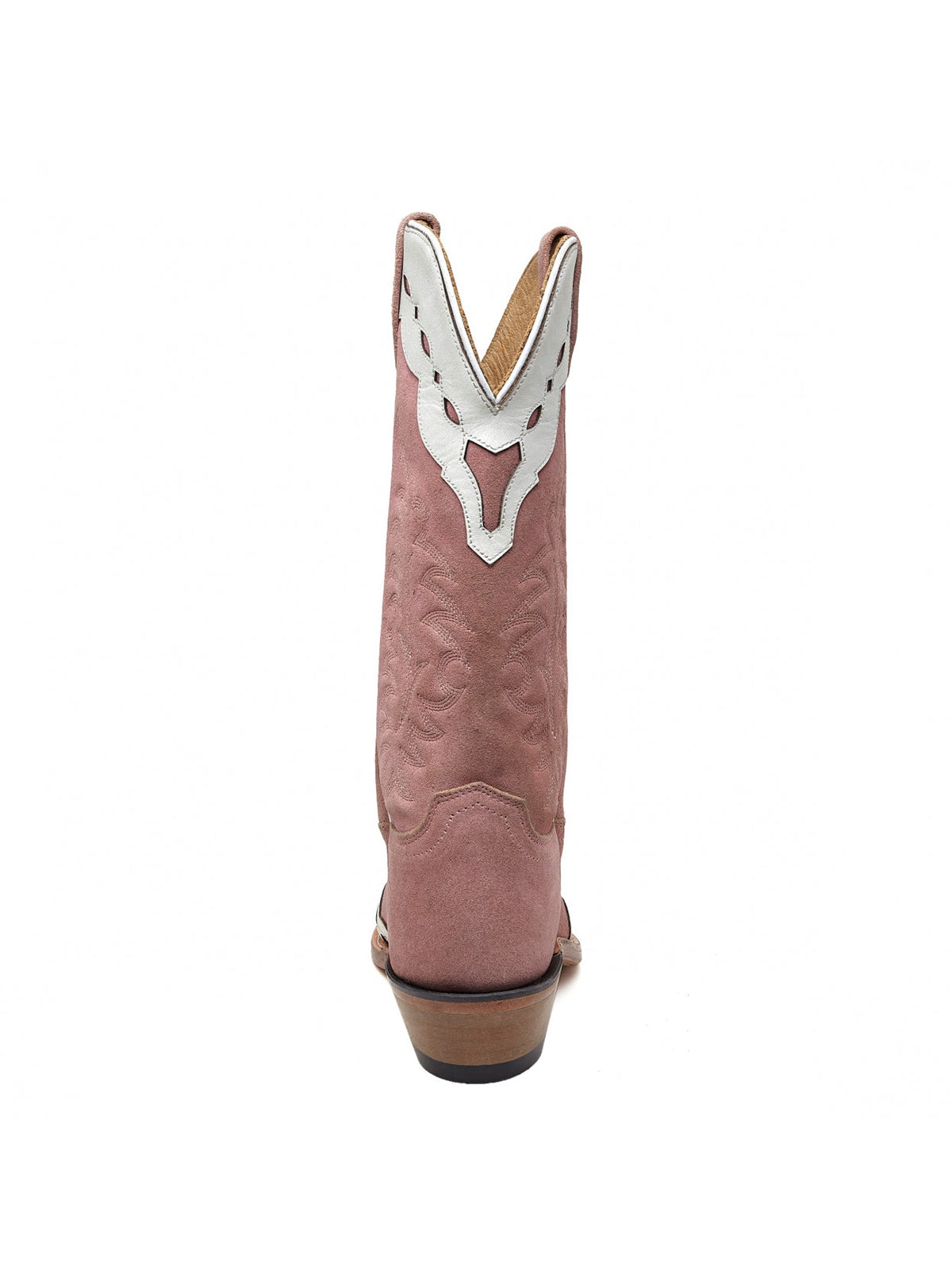 Pink Snip-Toe Faux Suede Classic Embroidery Mid Calf Cowgirl Boots