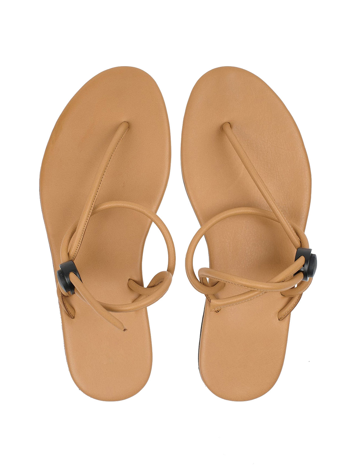 Camel Round-Toe Flip-Flops String Detail Slip-On Flats