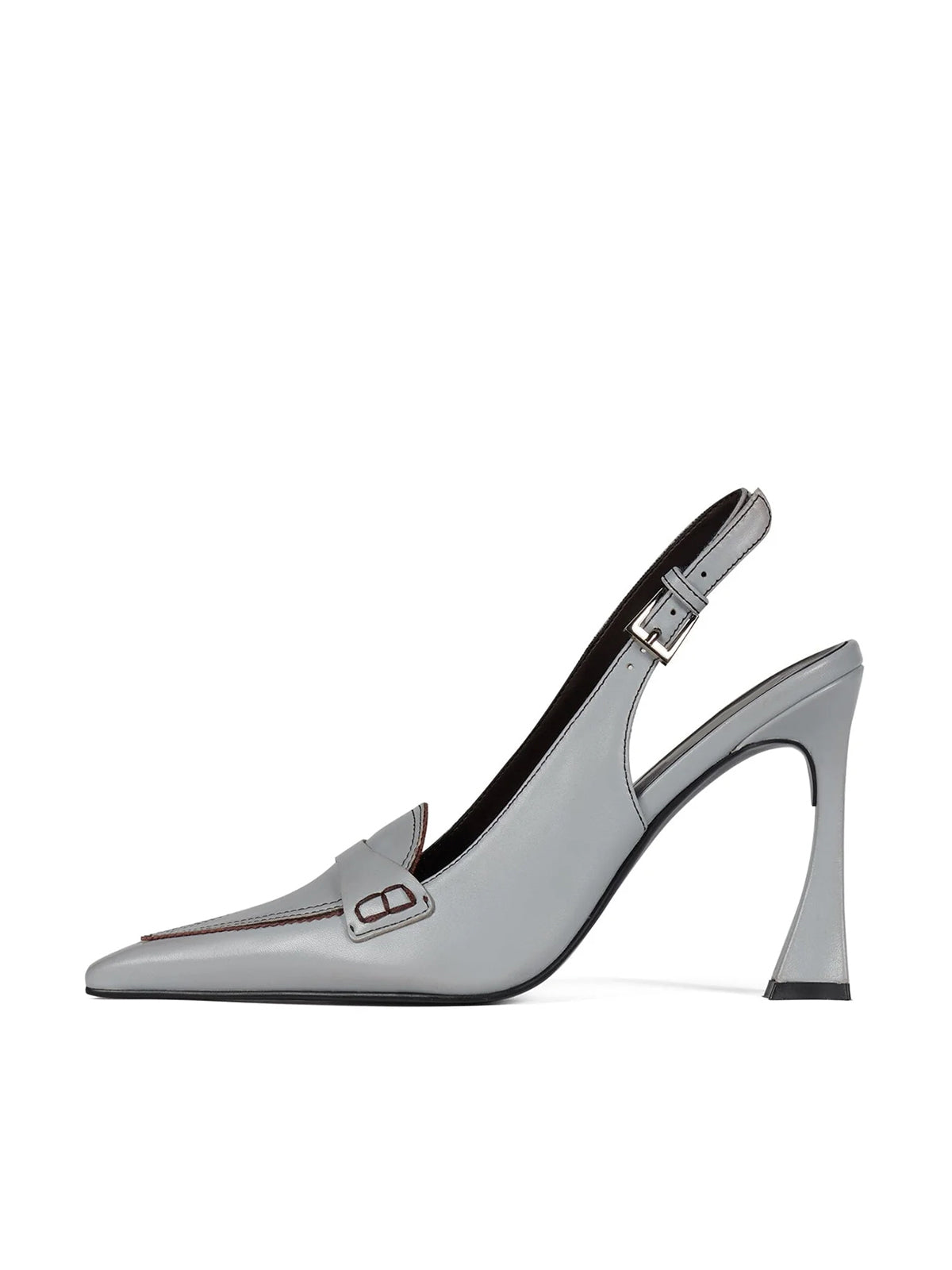 Blue Vegan Leather Pointed-Toe Slingback High Heels Pumps