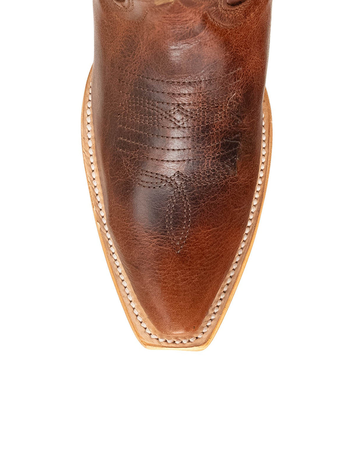 Cognac Western Snip-Toe Embroidery Mid Calf Chic Cowgirl Boots