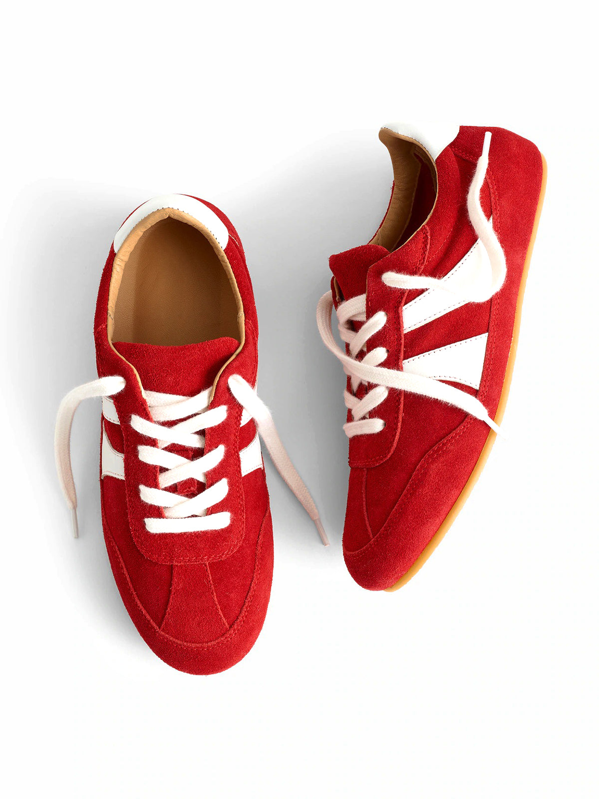 Red Cow Suede Round-Toe Classic Lace-Up Chic Sneakers