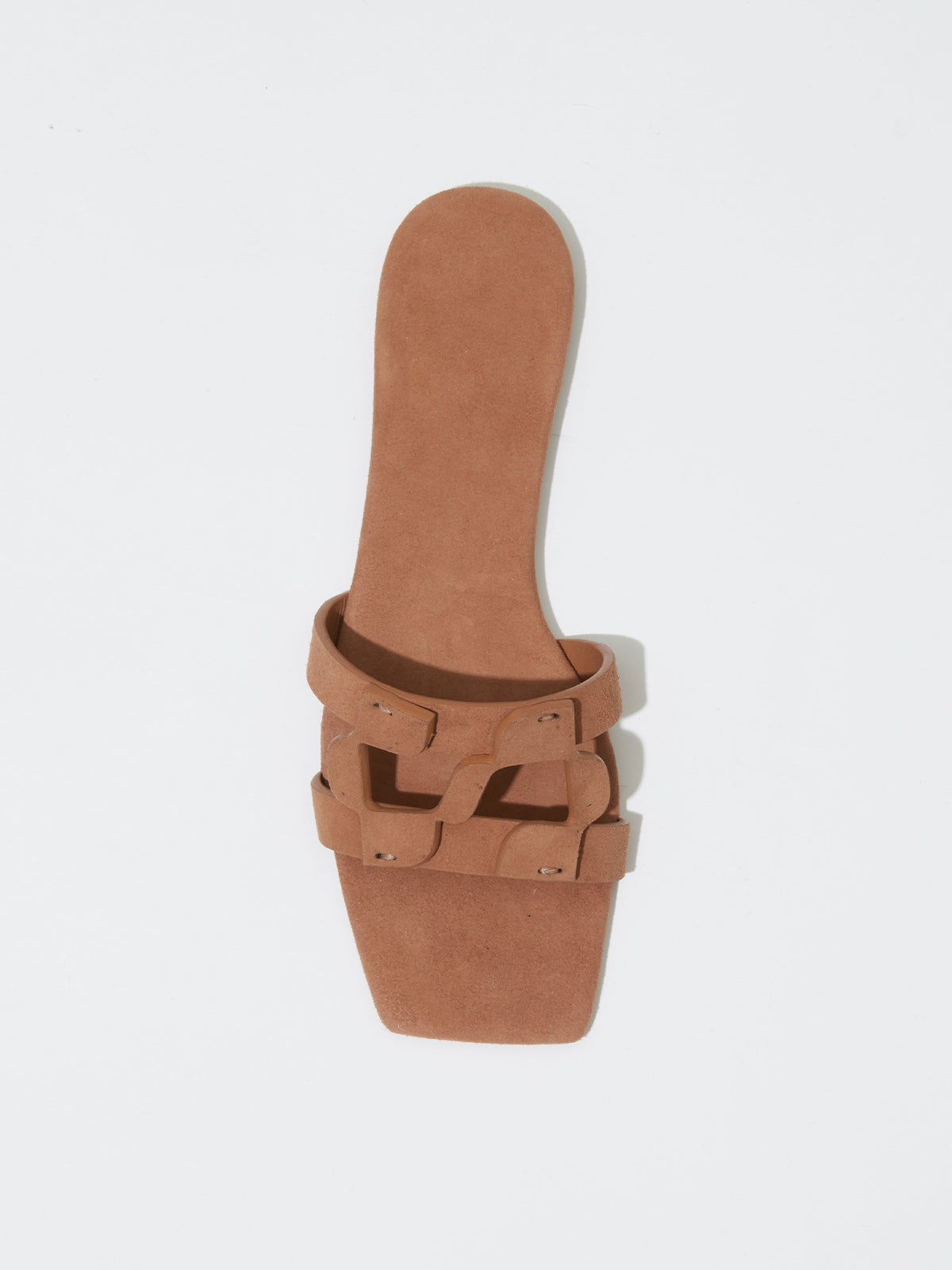 Camel Faux Suede Square-Toe Classic Slip-On Flat Slides