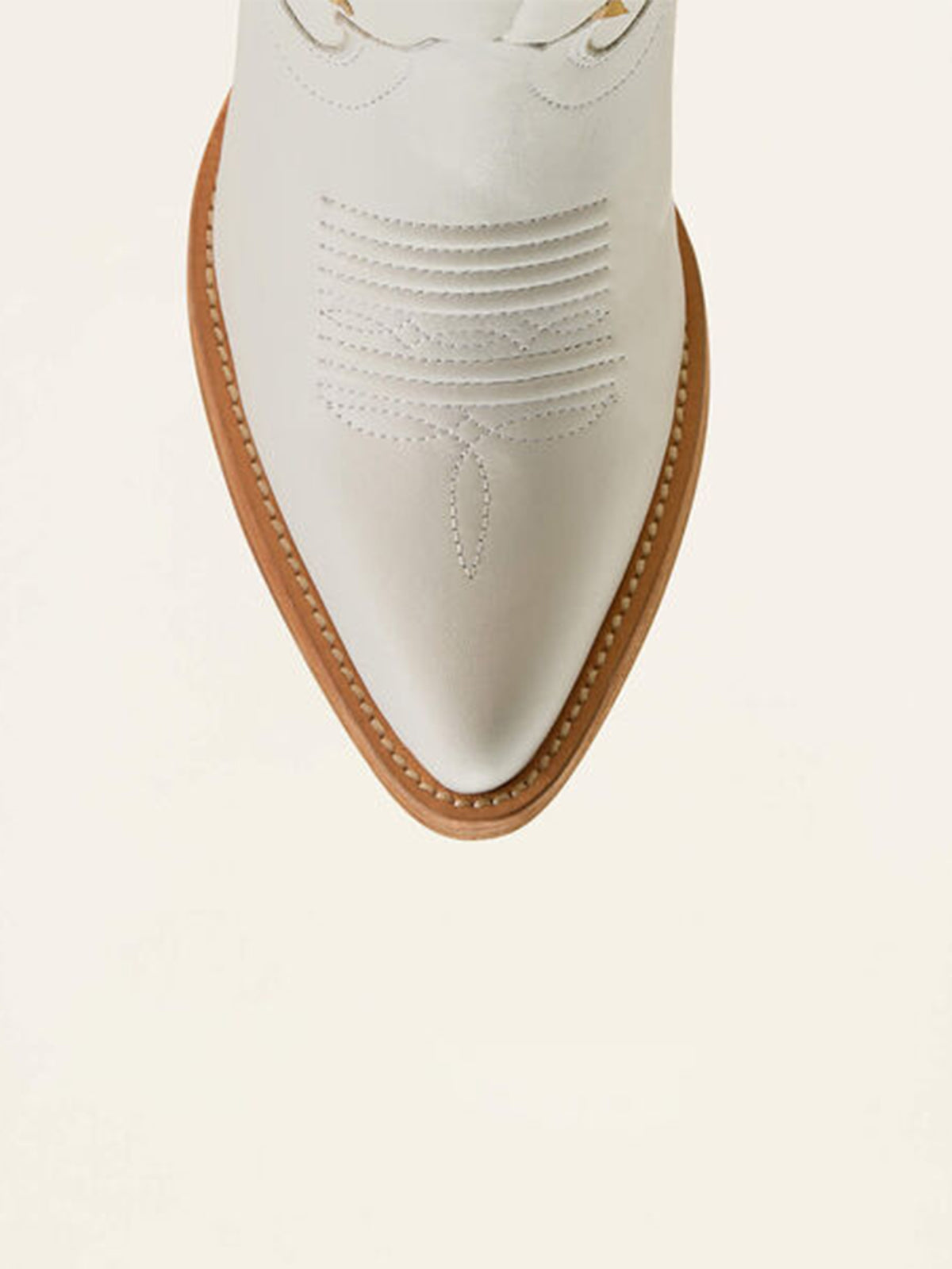 Ivory Almond-Toe Gold Side Big Bow Applique Mid Calf Cowgirl Boots