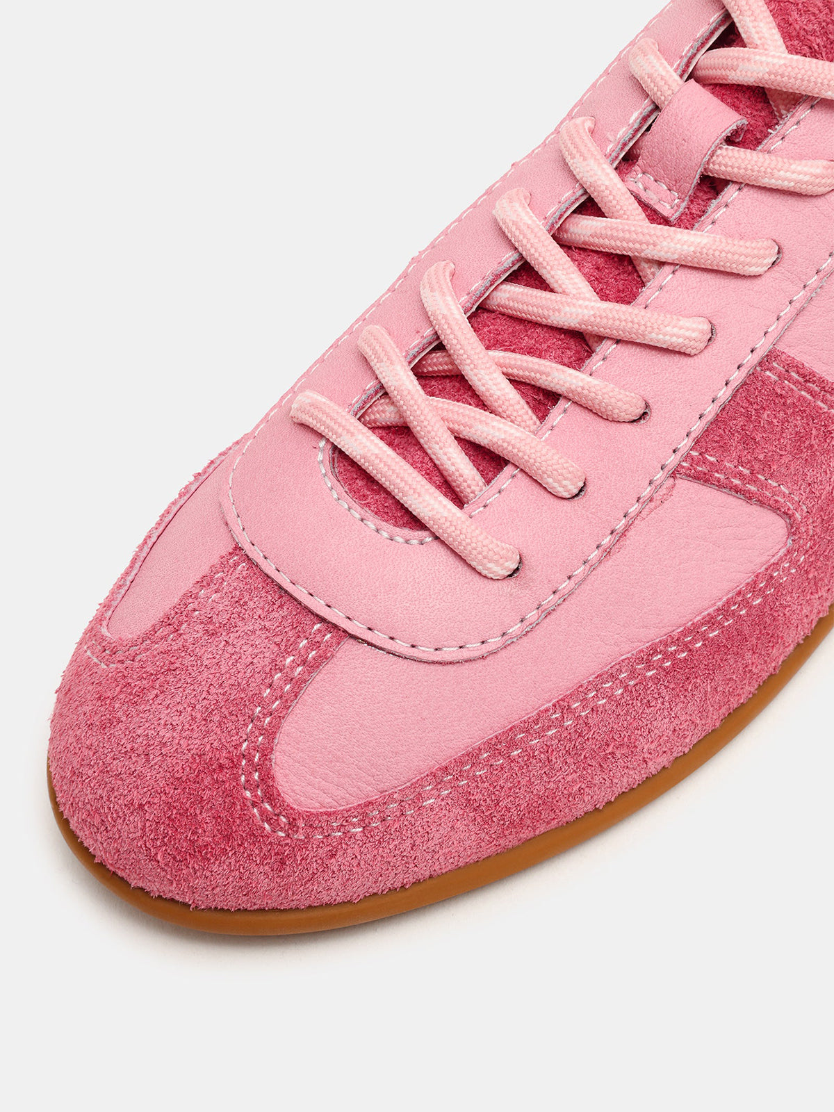 Pink Round-Toe Chic Lace-Up Classic Sneakers Flats