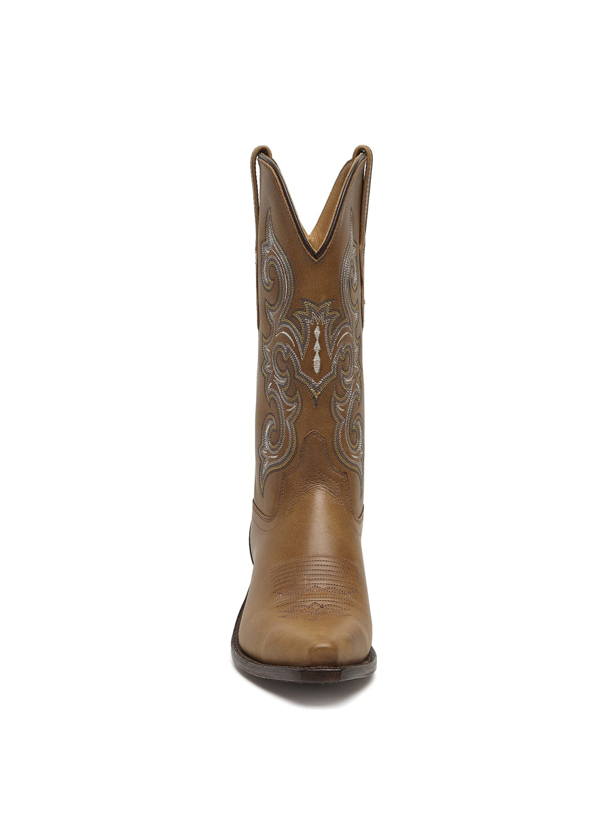 Brown Snip-Toe Exquisite Embroidery Cowgirl Mid Calf Western Boots