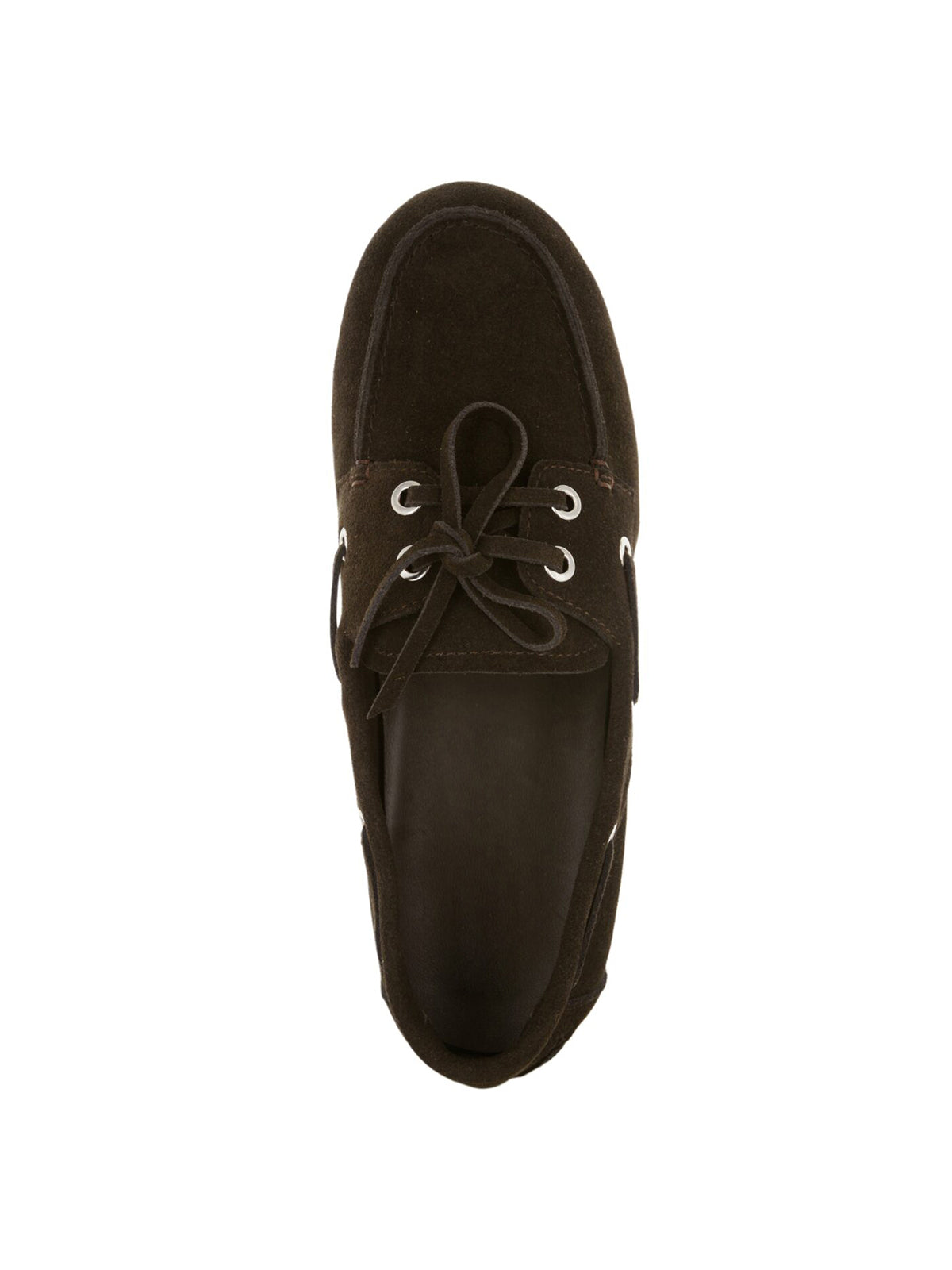 Chocolate Faux Suede Round-Toe Lace-Up Classic Boat Shoes Flats
